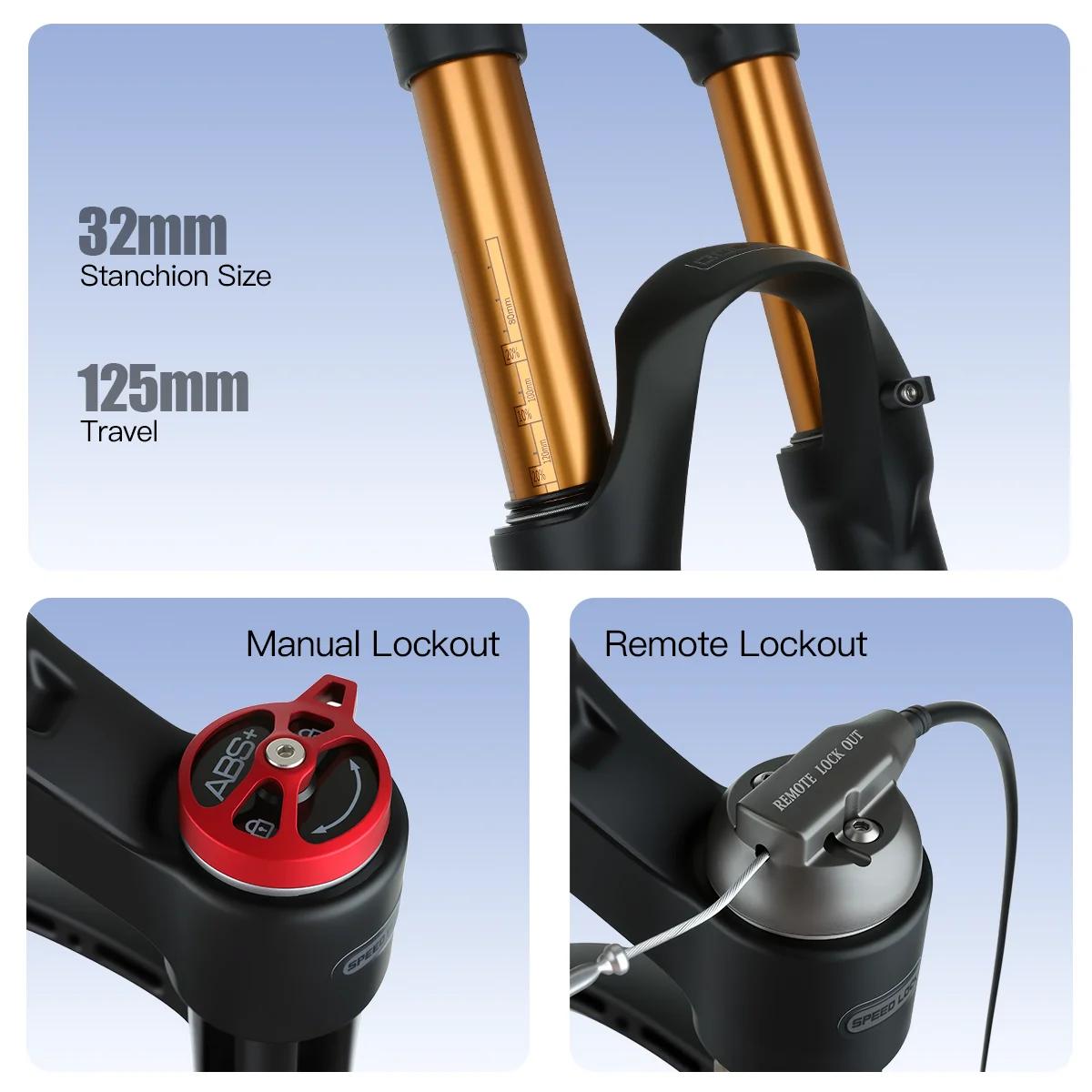 Fourche VTT air réglable BOLANY 26/27.5/29 pouces débattement 120mm détachement rapide suspension avant