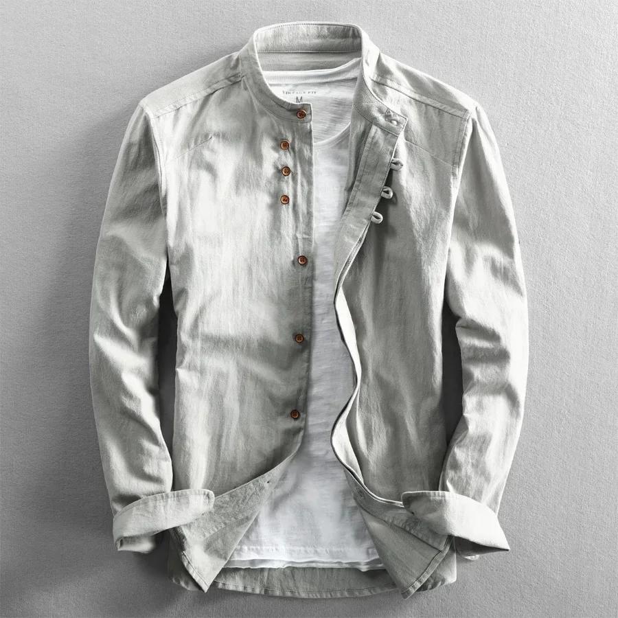 Chemise en lin de coton décontracté pour hommes