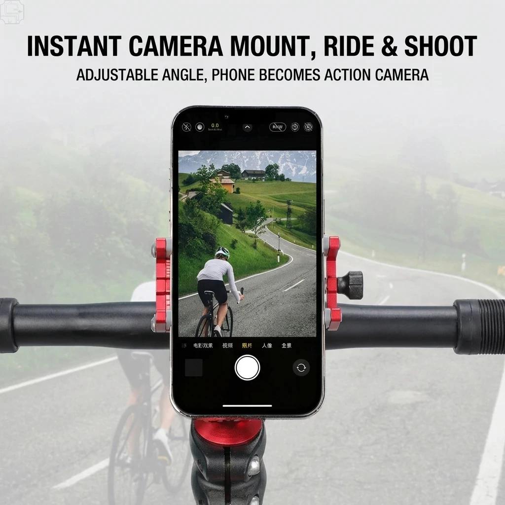 Support de téléphone pour vélo, support de téléphone fiable pour VTT, support de téléphone réglable en aluminium, support antidérapant