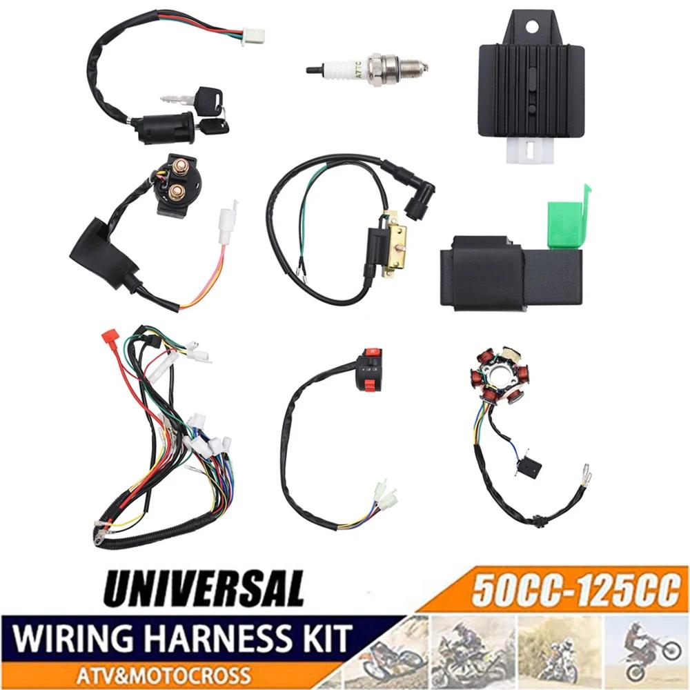 Kit de câblage électrique complet pour moto 4 temps 50 70cc 90cc 110cc 125cc, Motocross ATV Quad Pit Dirt Bike Buggy Go Kart