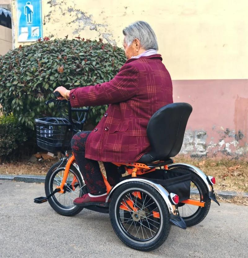 Mini vélo électrique à trois roues 250W 24V, pour personnes âgées handicapées, grand siège confortable avec panier de chargement avant et arrière