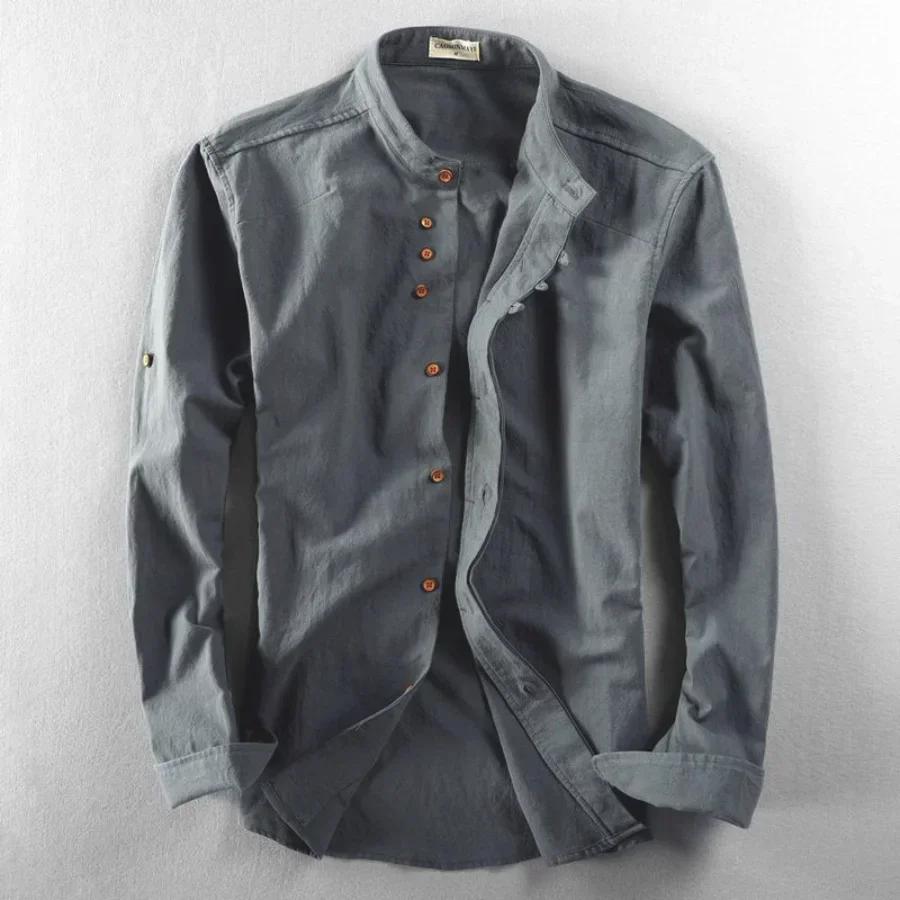 Chemise en lin de coton décontracté pour hommes
