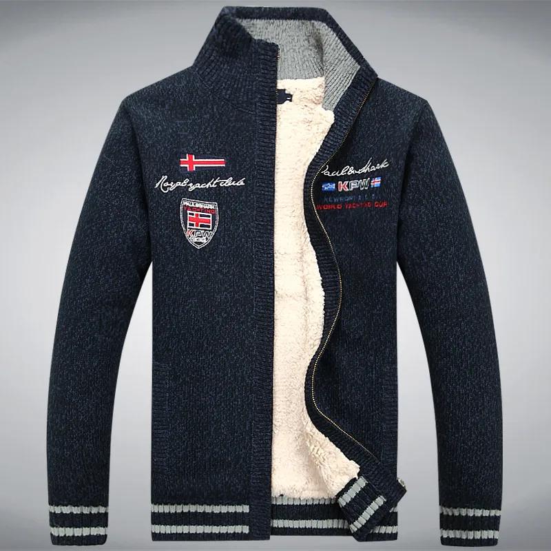 Polaire chaud homme pull doublure en laine hiver Cardigan épaissir pardessus décontracté coton noir blanc rouge hommes v