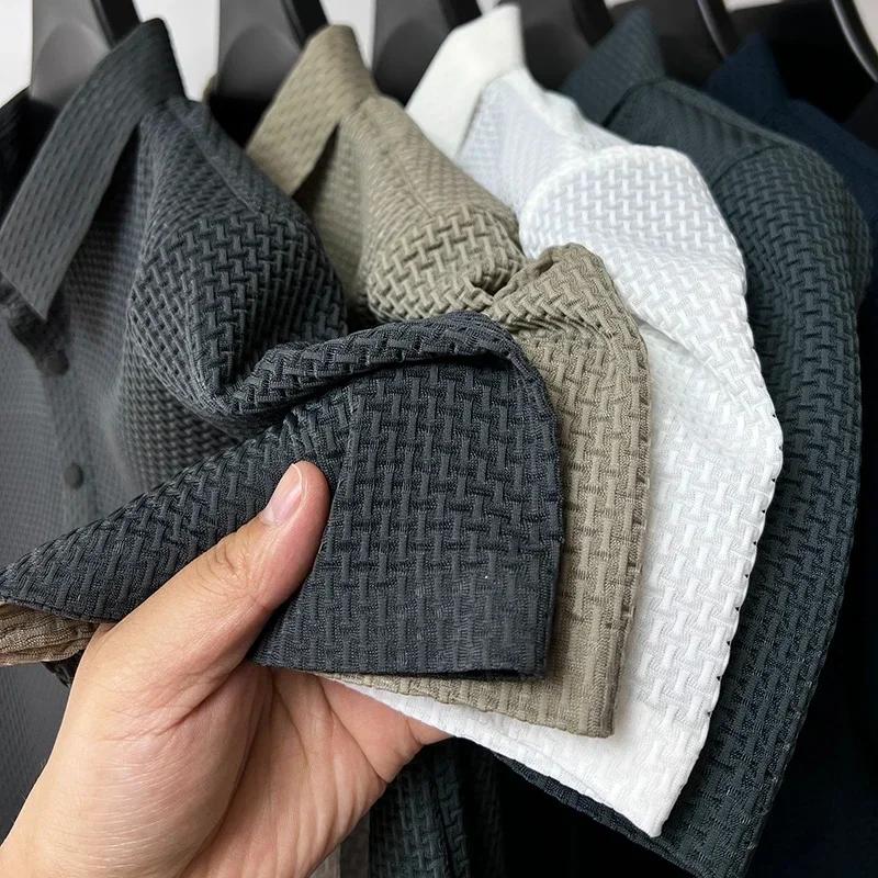 Vêtements de marque été nouveau T-shirt à manches courtes pour hommes soie glacée POLO frais et respirant affaires décontracté haut absorbant la sueur