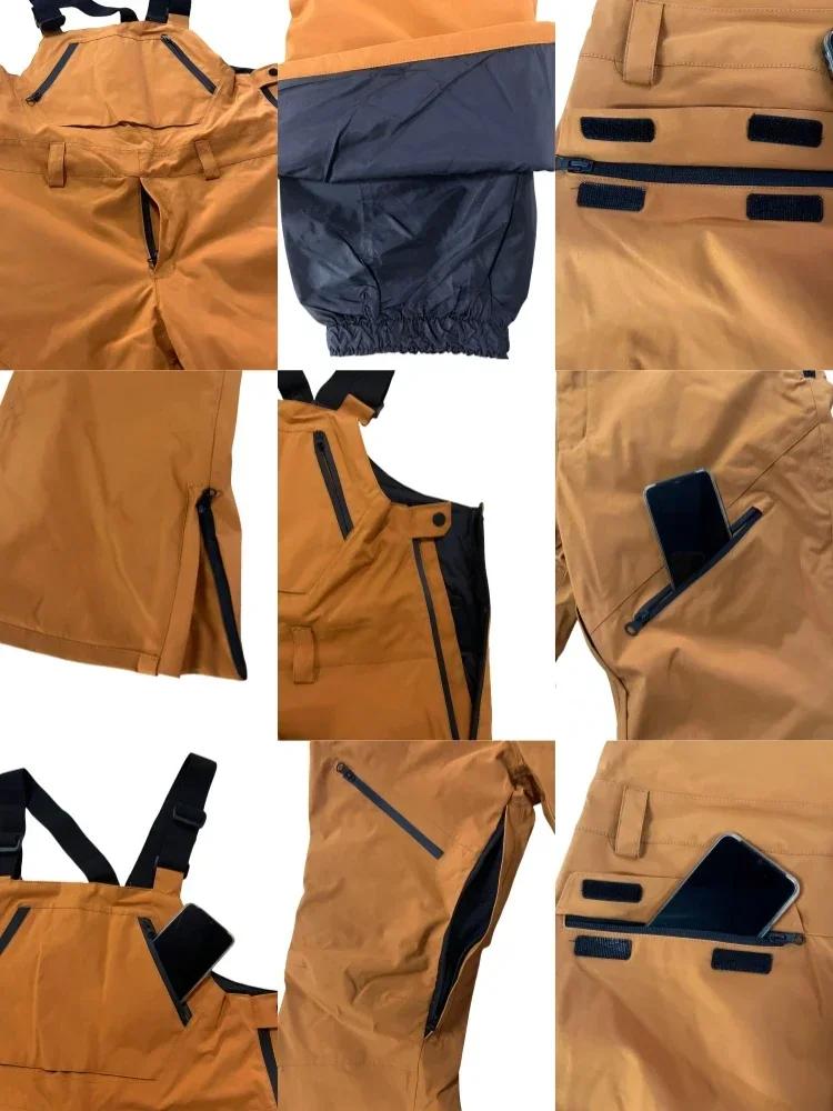 Pantalon de ski coupe-vent imperméable pour homme, salopette de ski Fjadt, vêtements de sport à bretelles, extérieur, hiver, 2025, 506