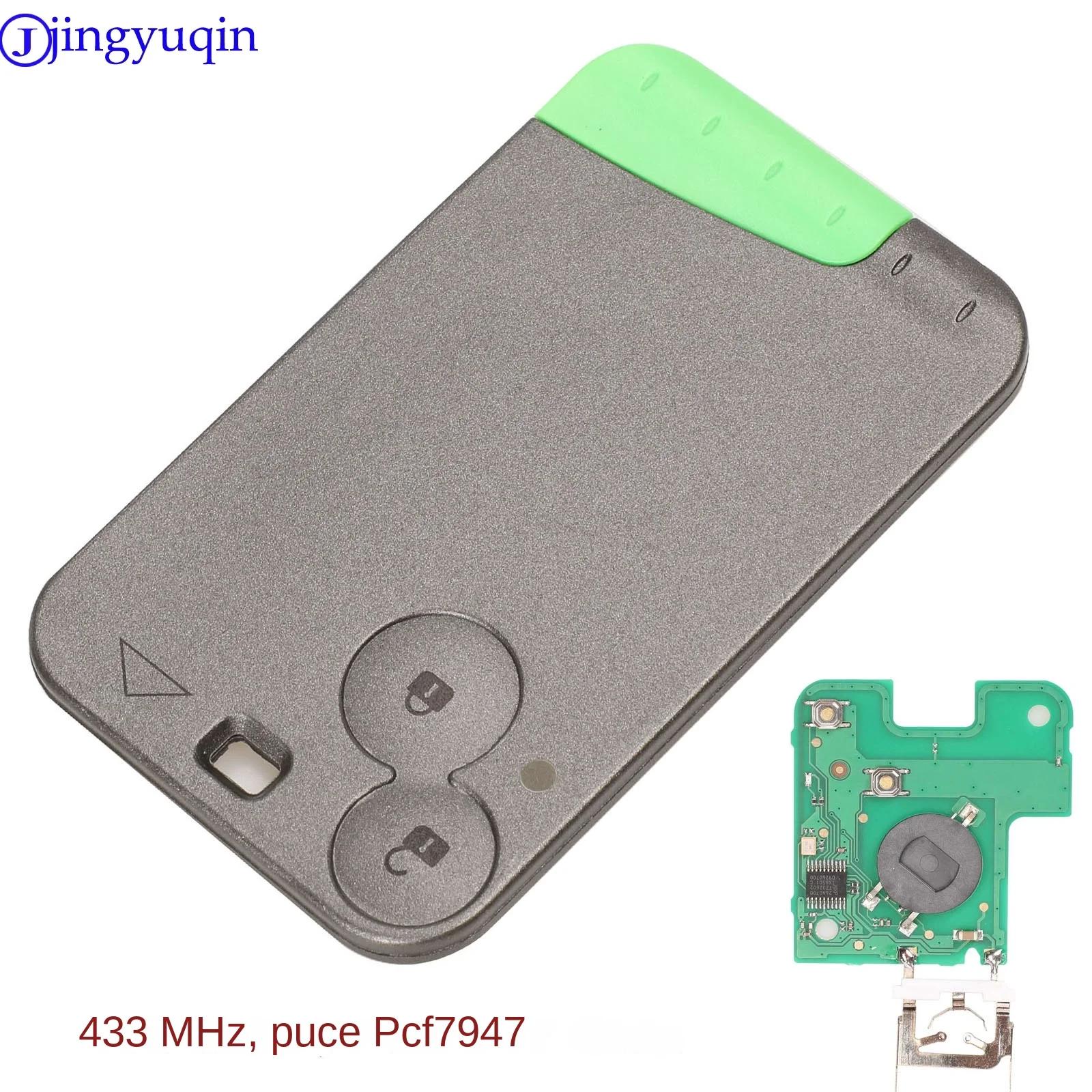 Jingyuqin 433 MHz Pcf7947 puce 2 boutons carte à distance clé de voiture intelligente pour Renault Laguna avec lame de c