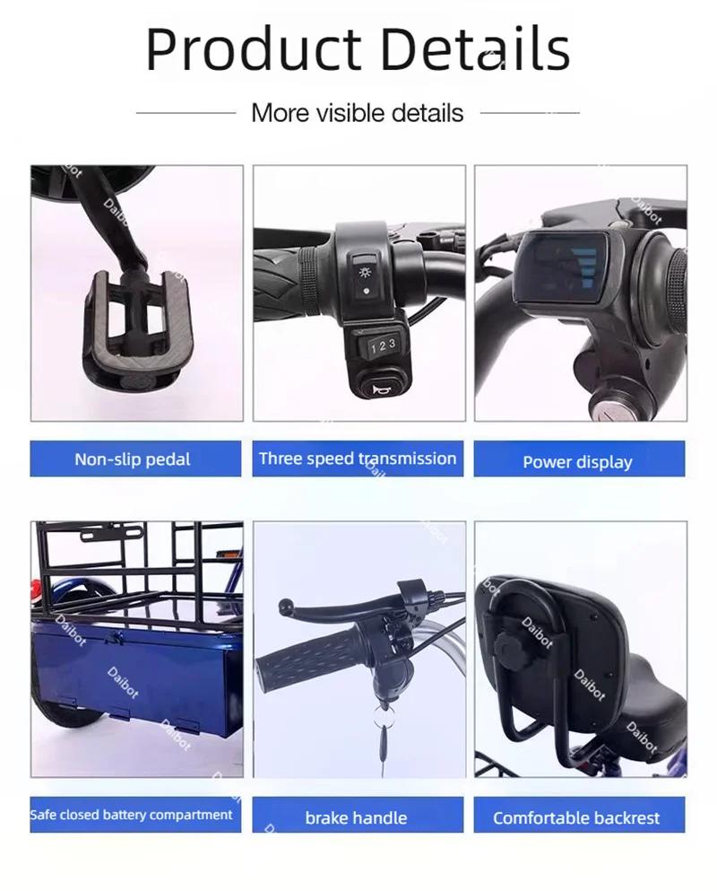Vélo électrique familial pliable pour adultes, avec panier arrière, Double freins, Tricycles électriques puissants 400W, vélo Cargo électrique à 3 roues