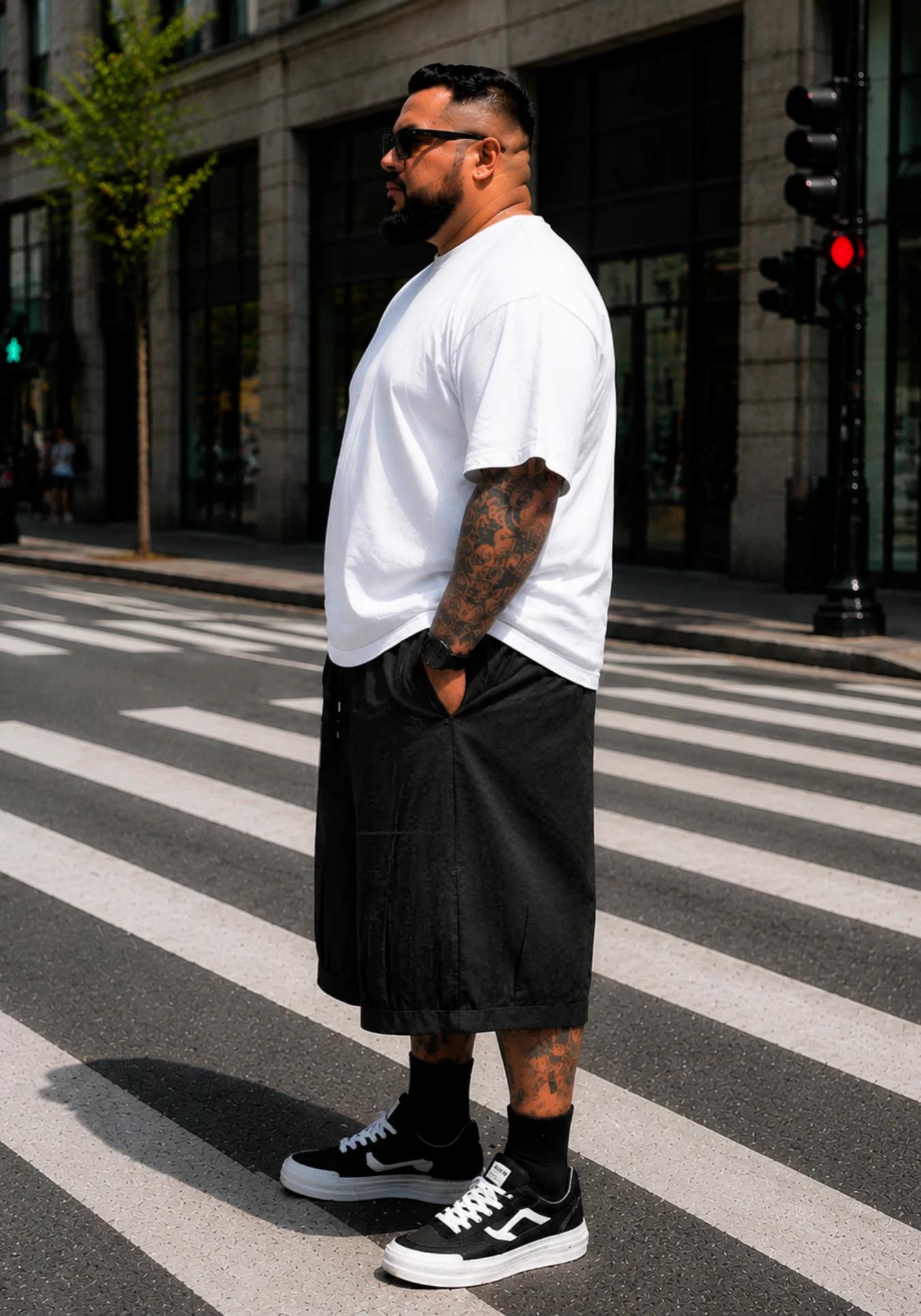 Shorts de travail pour hommes grande taille avec grandes poches inclinées, style confortable et tendance pour un usage quotidien, vêtements polyvalents pour hommes