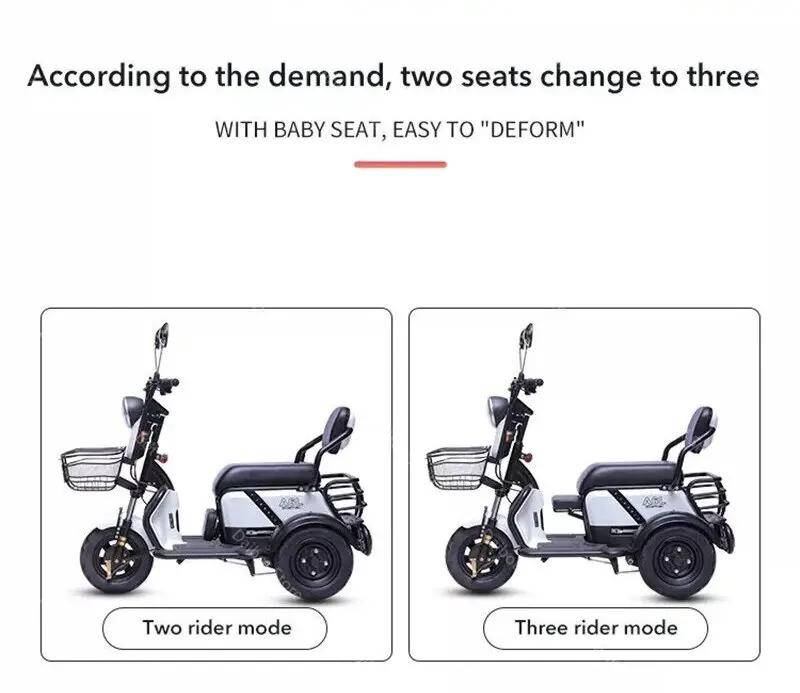 Mini Tricycle électrique adulte 3 lieux 600w 48v tout Terrain Parents enfant Scooter