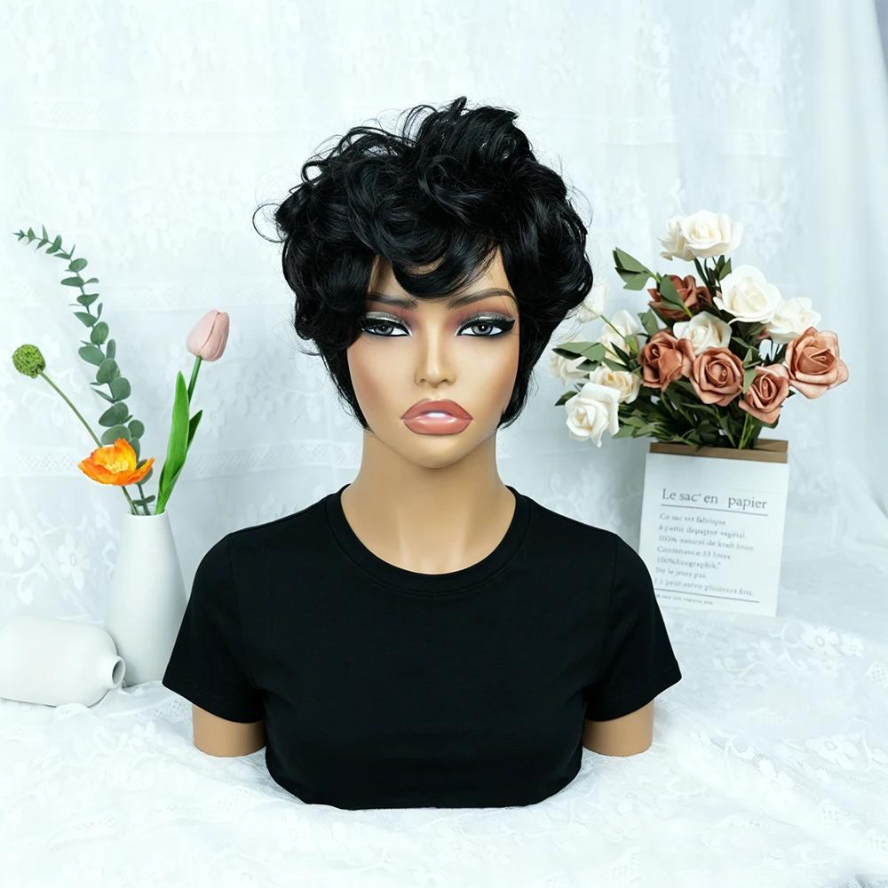 1B # Perruque de cheveux humains coupe lutin pour femmes