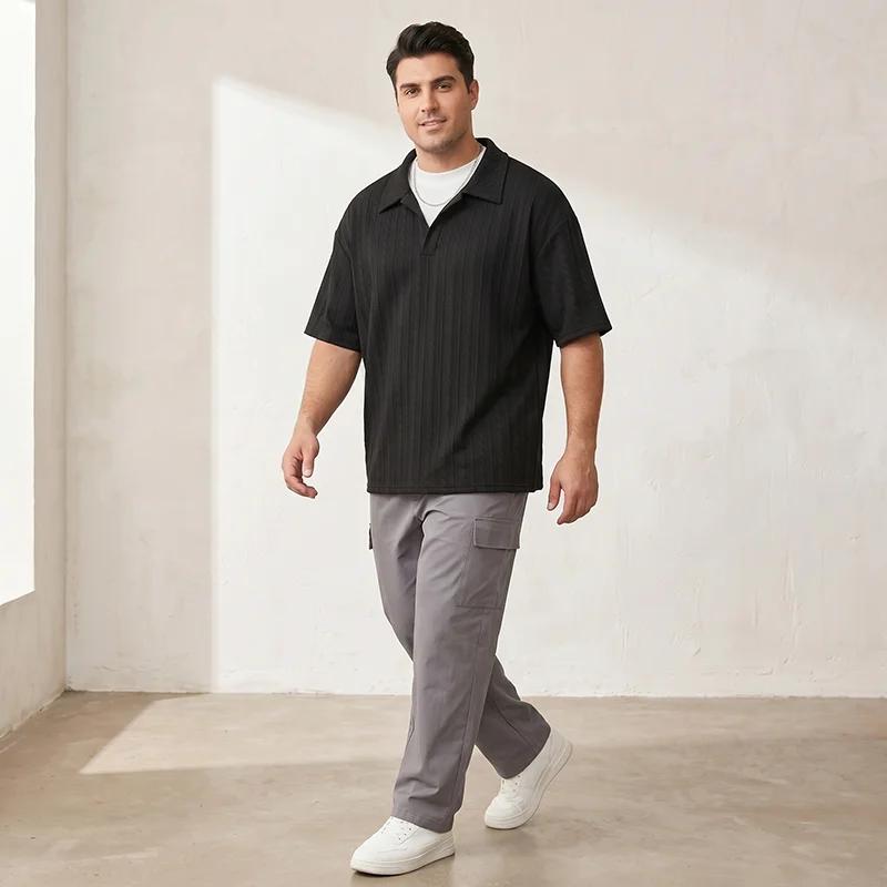 Polo noir pour hommes grande taille