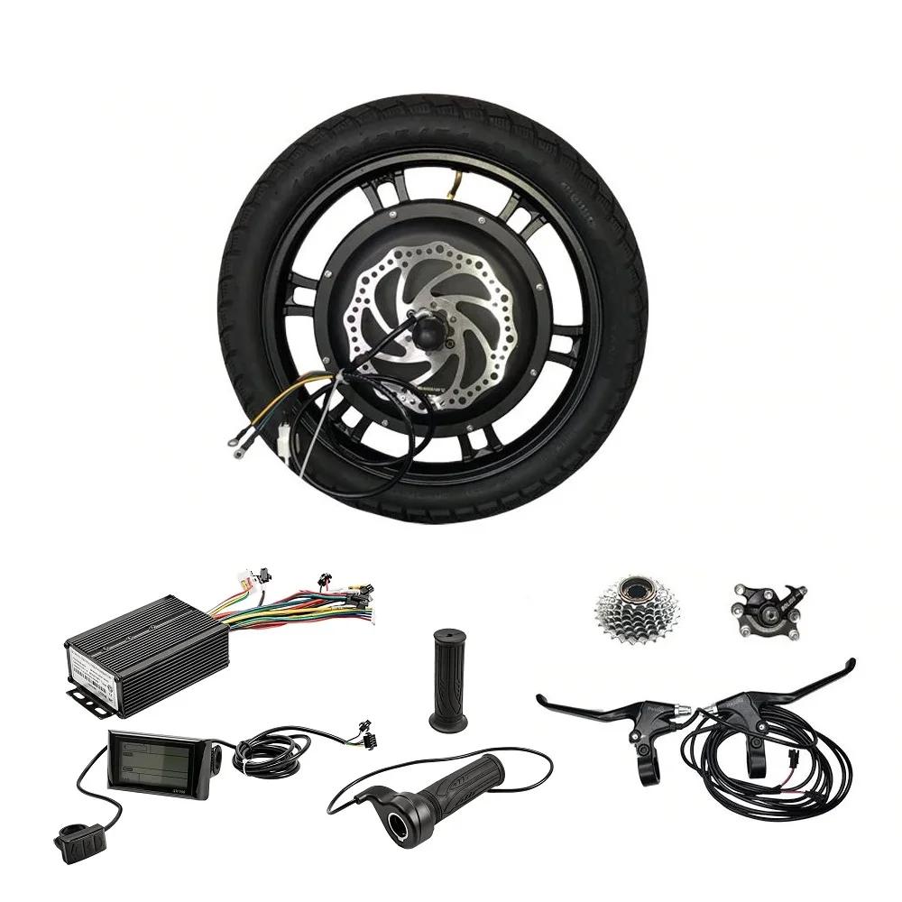 Kit de conversion 16 pouces Kit de roue de moteur de vélo électrique sans engrenage sans brosse E-bike Kits de moteur de moyeu de moto 48V 500W 800W 1000W