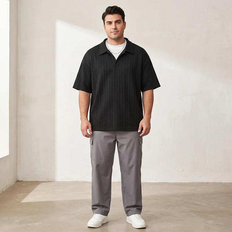 Polo noir pour hommes grande taille