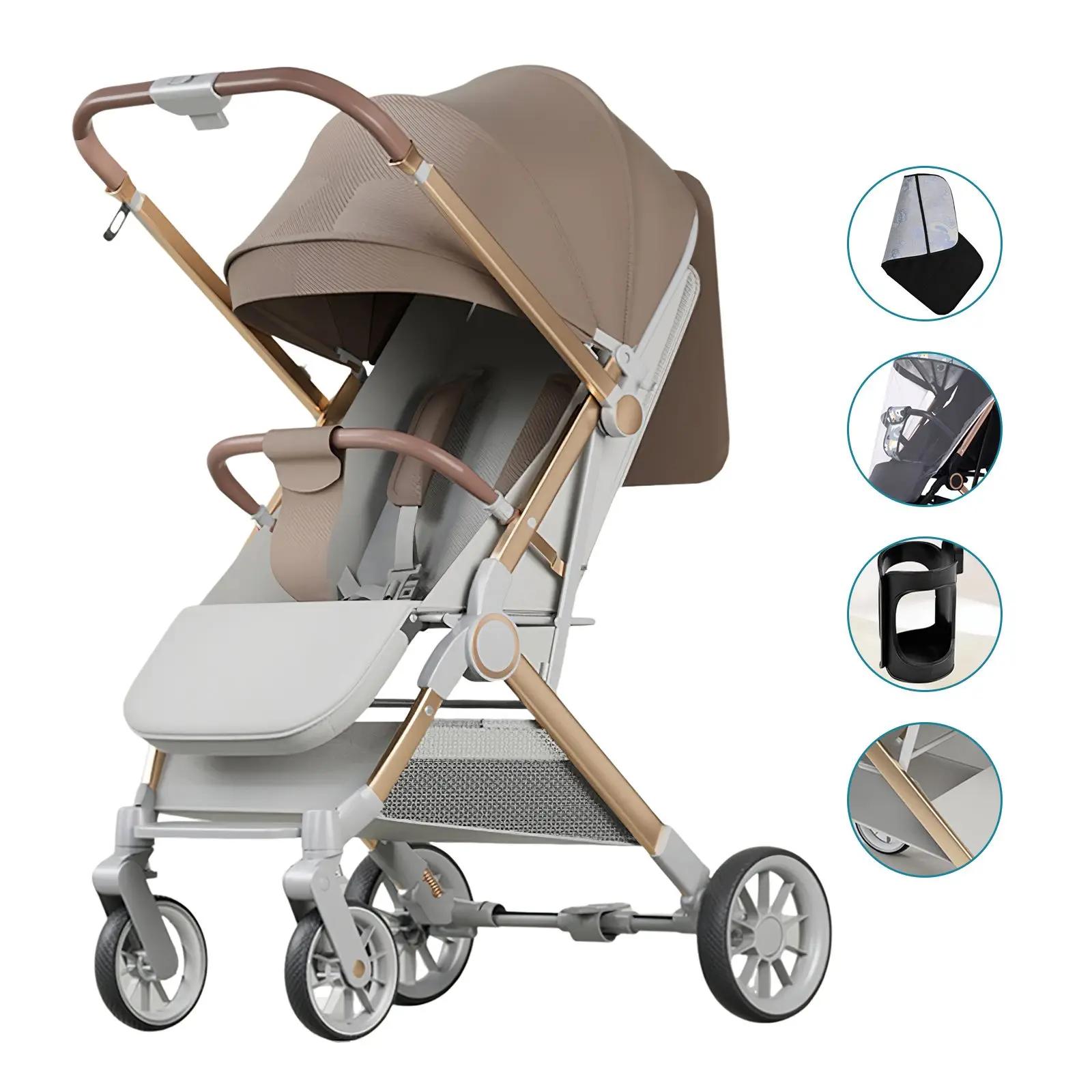 Poussette de luxe pour bébé, Portable, voyage, pliable, paysage haut, cadre en aluminium, voiture pl