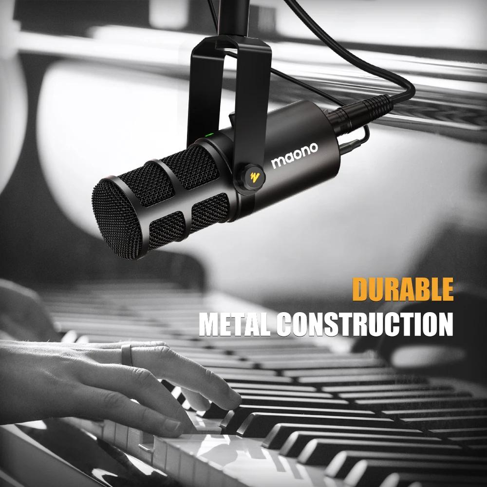 Maono – Microphone dynamique USB/XLR, tout en métal, avec prise casque à Gain muet à une touche et c