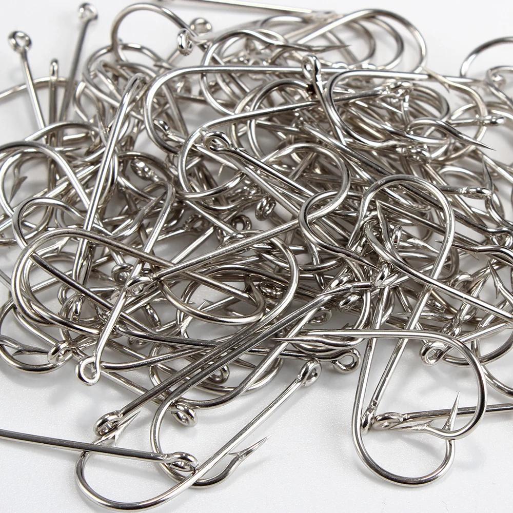 FTK rond Nickel grand hameçon de mer annelé 10 #-20 # 100 pièces/boîte hameçons de mer pliés de norv
