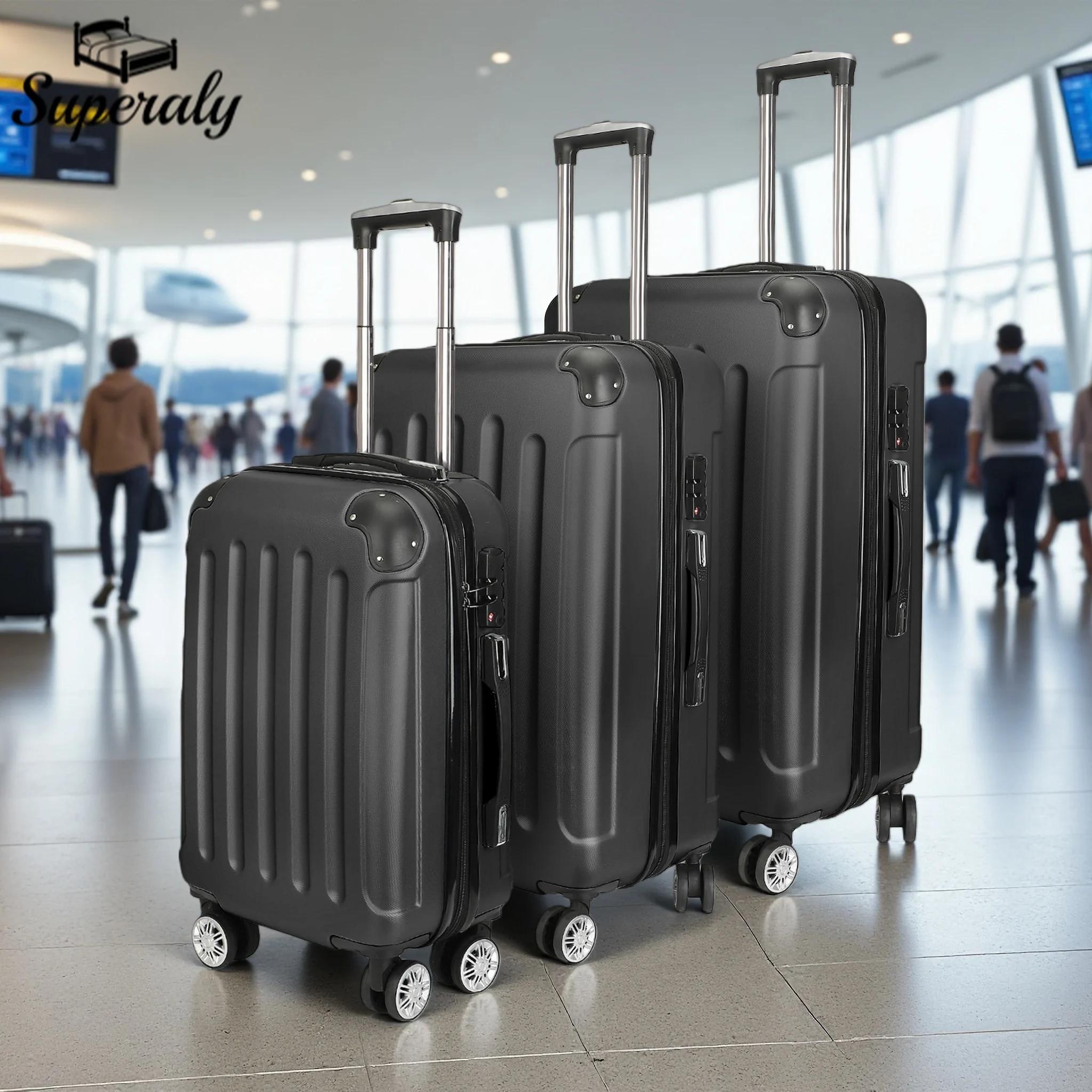 Superaly Ensemble de 3 valises rigides avec 4 roues universelles et serrure de sécurité, valise de v