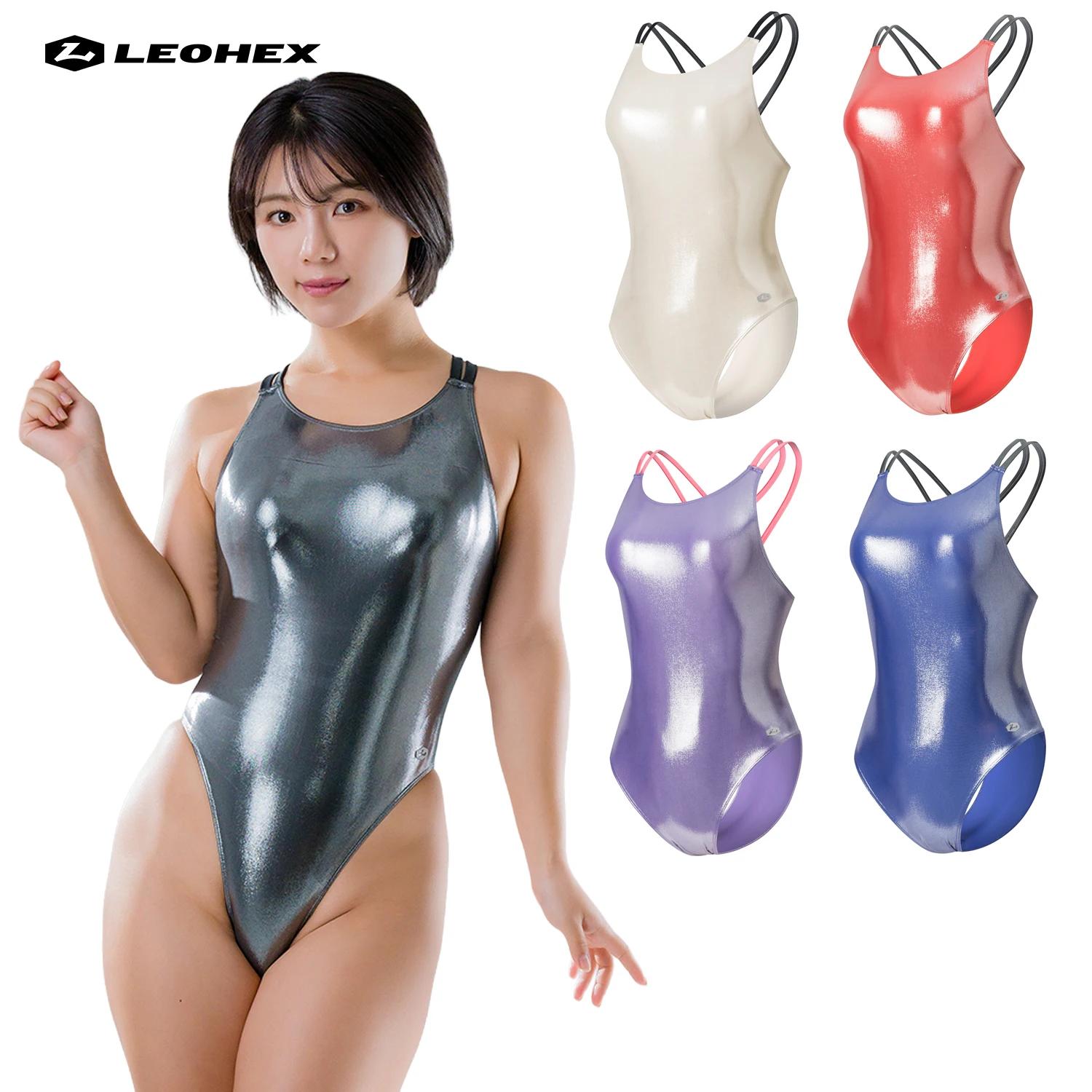 LEOHEX – maillot de bain une pièce en Lycra, body Sexy au dos, Style japonais, finition brillante po