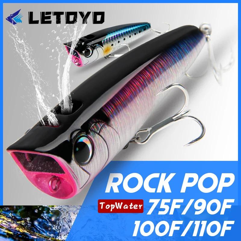 LETOYO Topwater Popper 8.5-30g flottant Rock pop appâts durs artificiels pour bar perche brochet leu