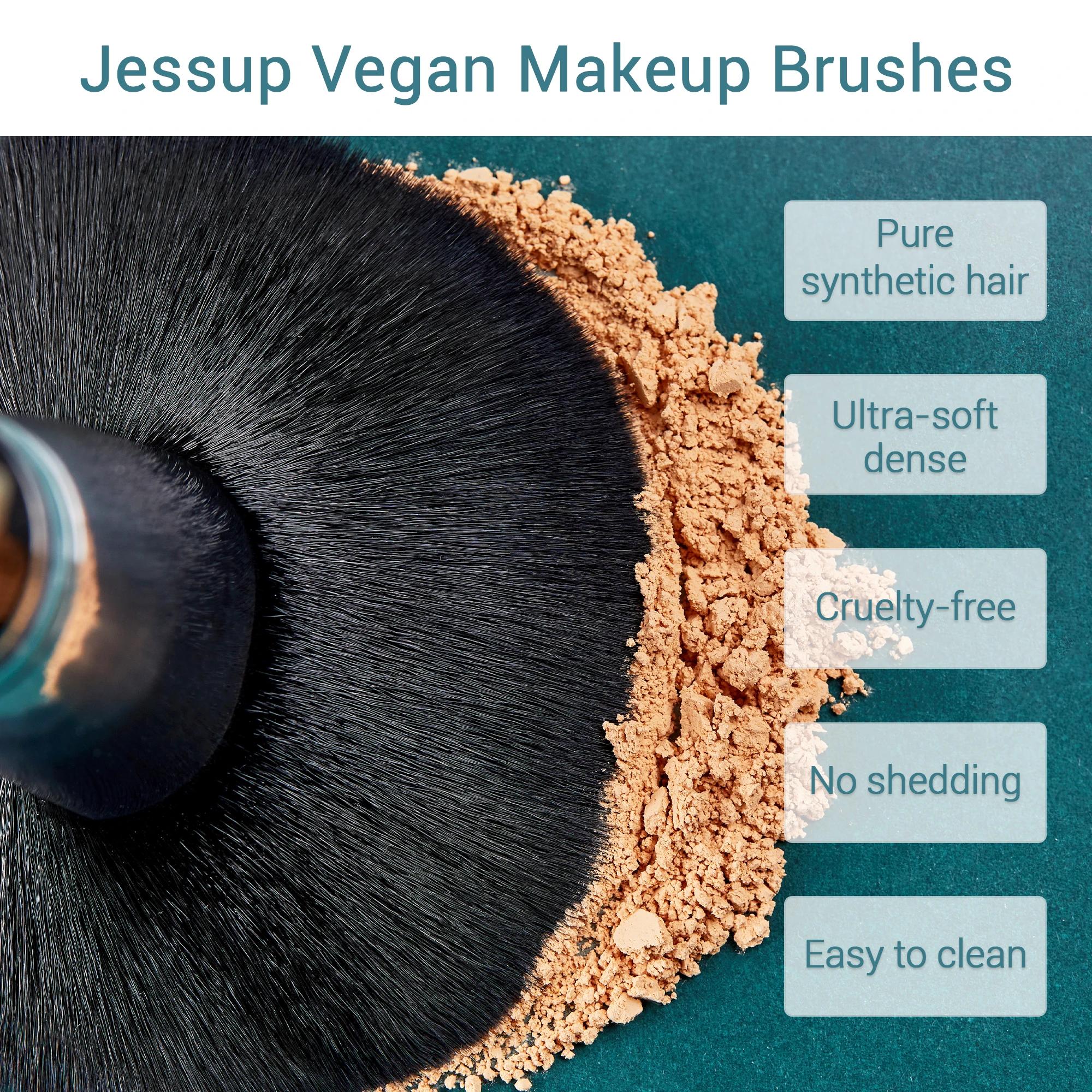 Jessup – ensemble de pinceaux de maquillage professionnels, 15 pièces, poudre de maquillage, fond de