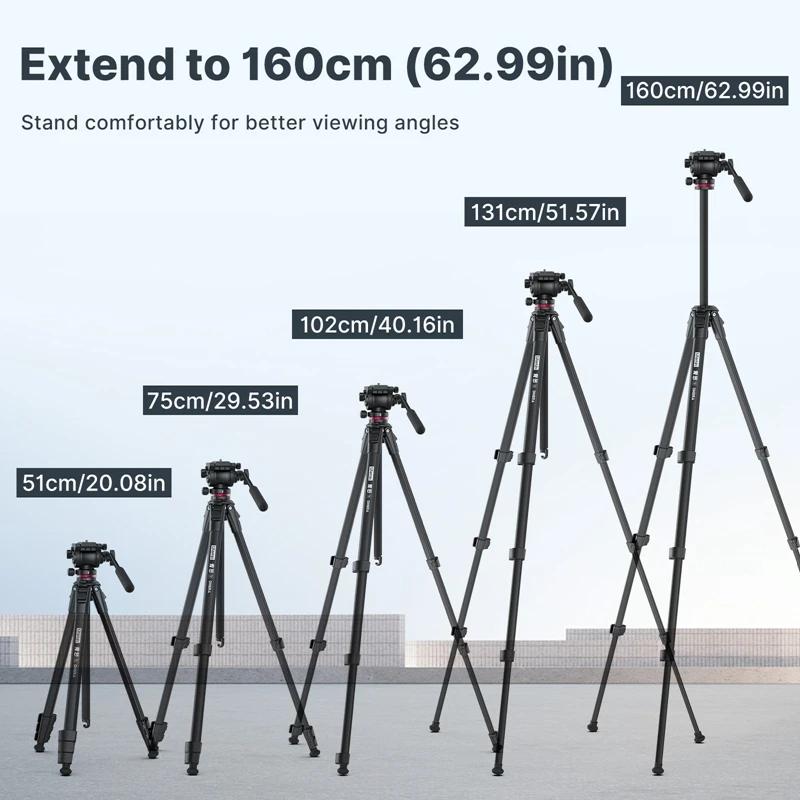 Ulanzi MT-56 OMBRA trépied de voyage vidéo avec tête sphérique de traînée fluide en métal extérieur
