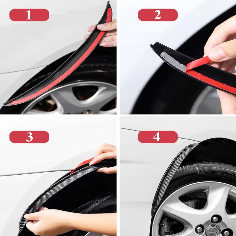 Sourcils de roue de voiture en caoutchouc et Fiber de carbone, garniture de protection universelle,