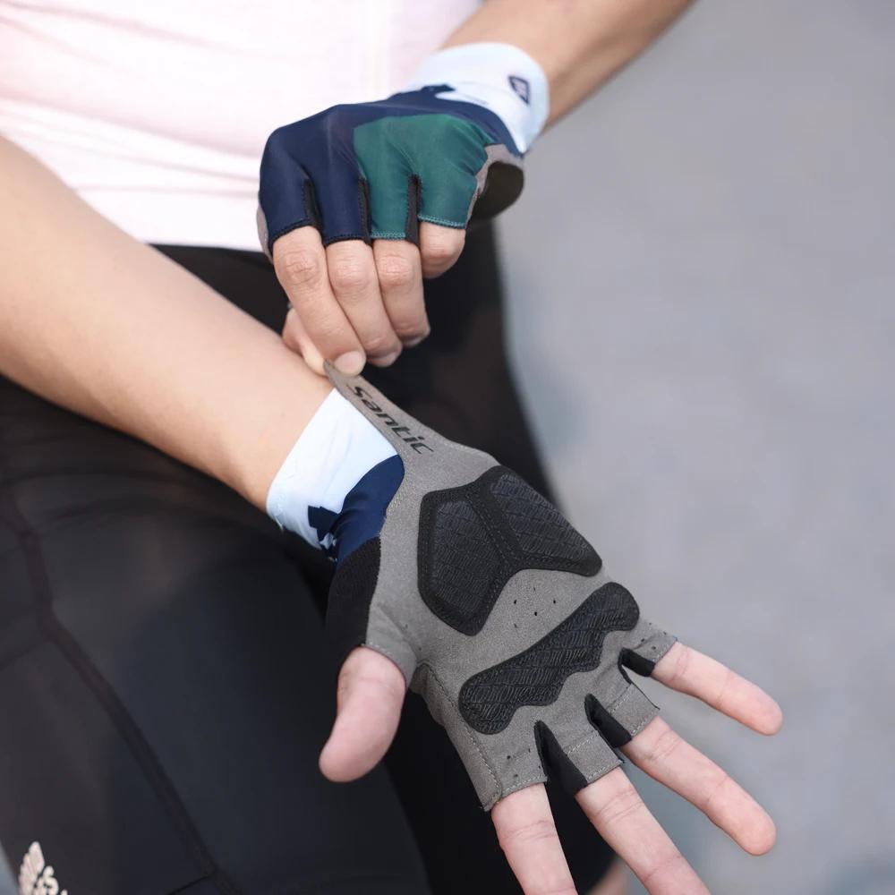 Santic gants de cyclisme été vtt vélo route équitation demi doigt gants Absorption des chocs doigt c