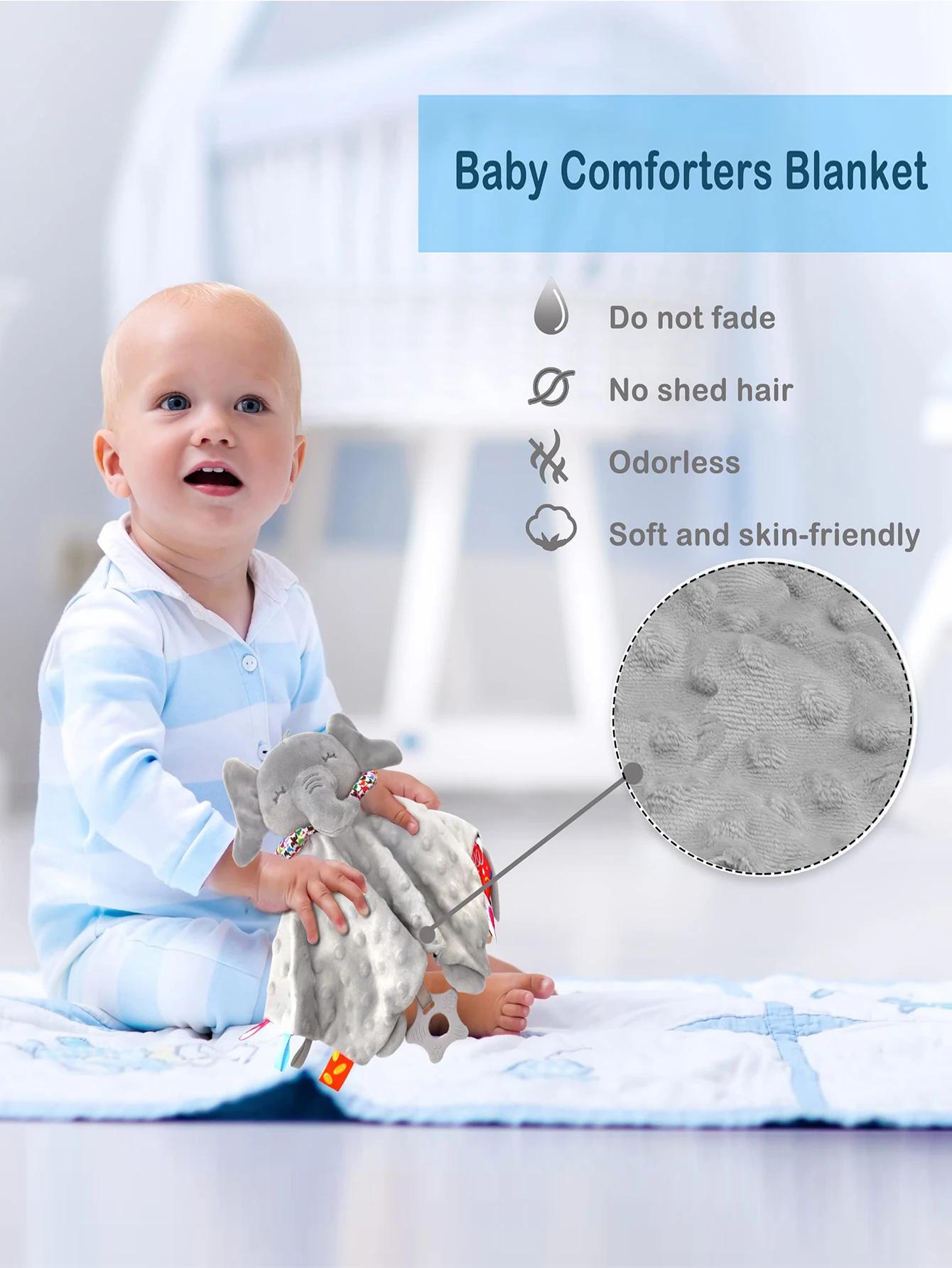 Couverture de couette en forme d'éléphant pour bébé, serviette douce pour apaiser, hochet pour bébé,