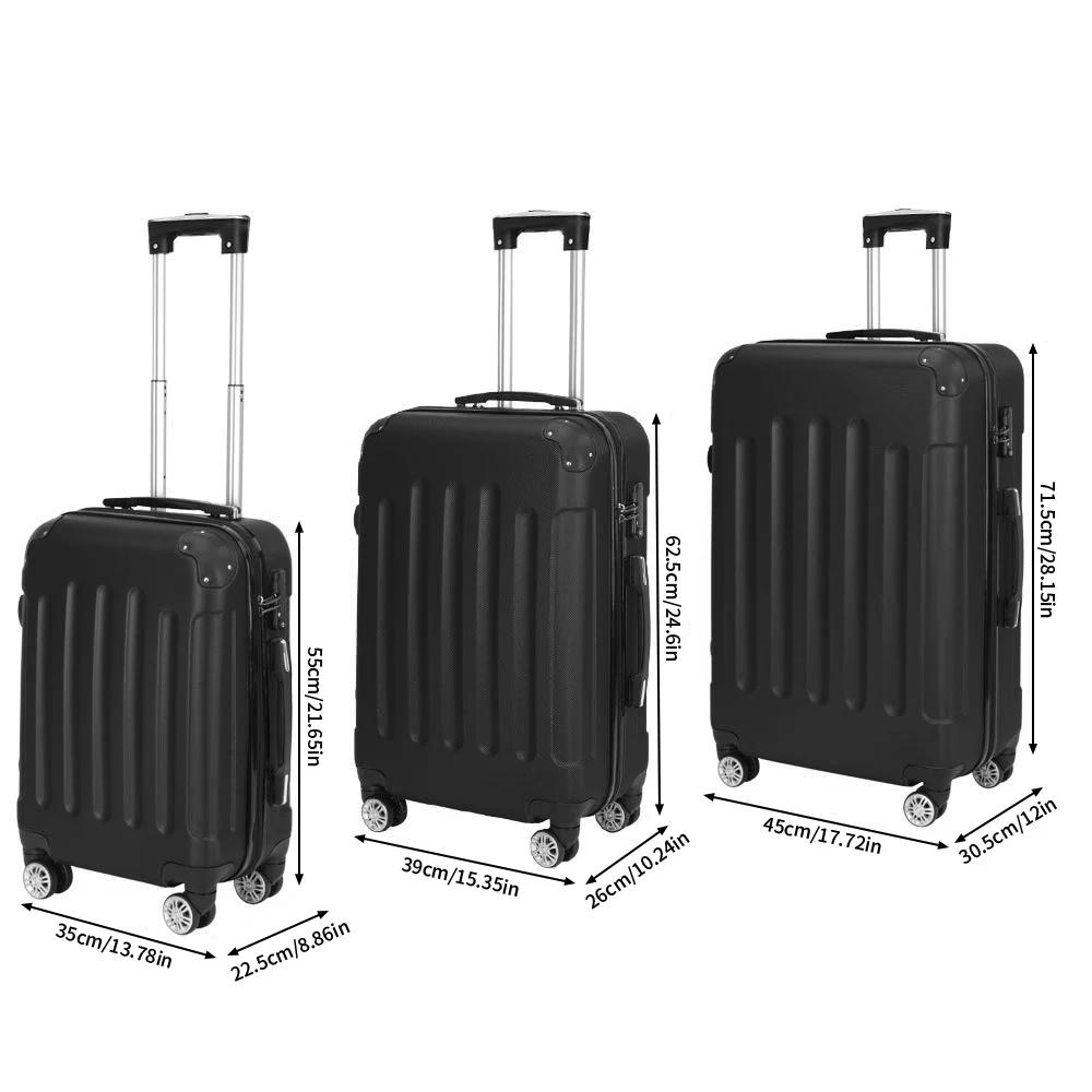 Superaly Ensemble de 3 valises rigides avec 4 roues universelles et serrure de sécurité, valise de v