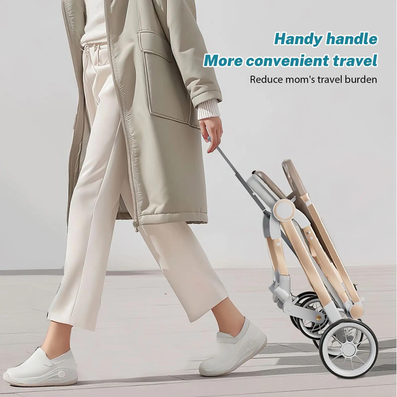 Poussette de luxe pour bébé, Portable, voyage, pliable, paysage haut, cadre en aluminium, voiture pl