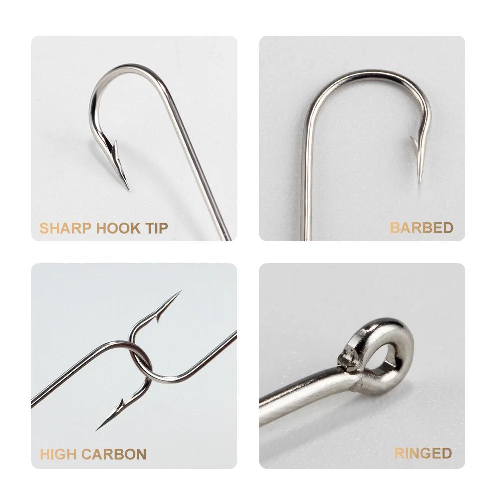 FTK rond Nickel grand hameçon de mer annelé 10 #-20 # 100 pièces/boîte hameçons de mer pliés de norv