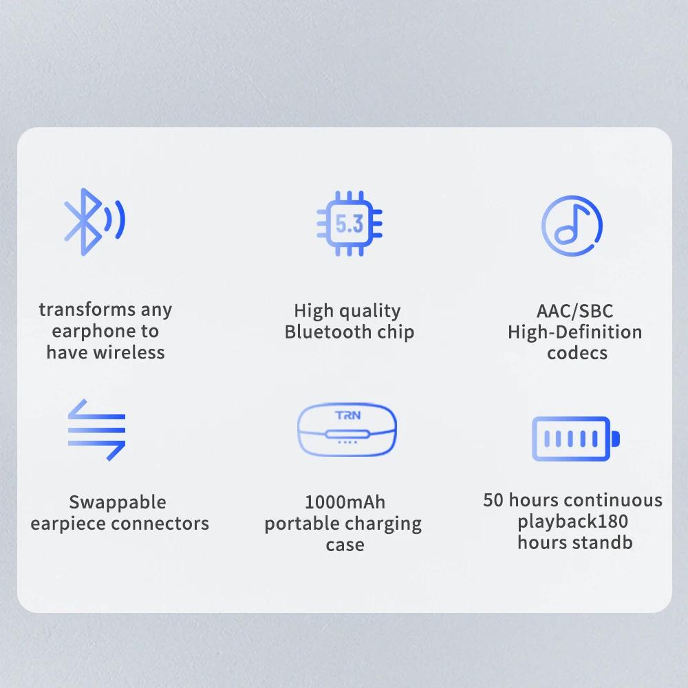 TRN BT20 Pro True Wireless Bluetooth 5.3 Module d'écouteurs HiFi écouteur câble de mise à niveau/con