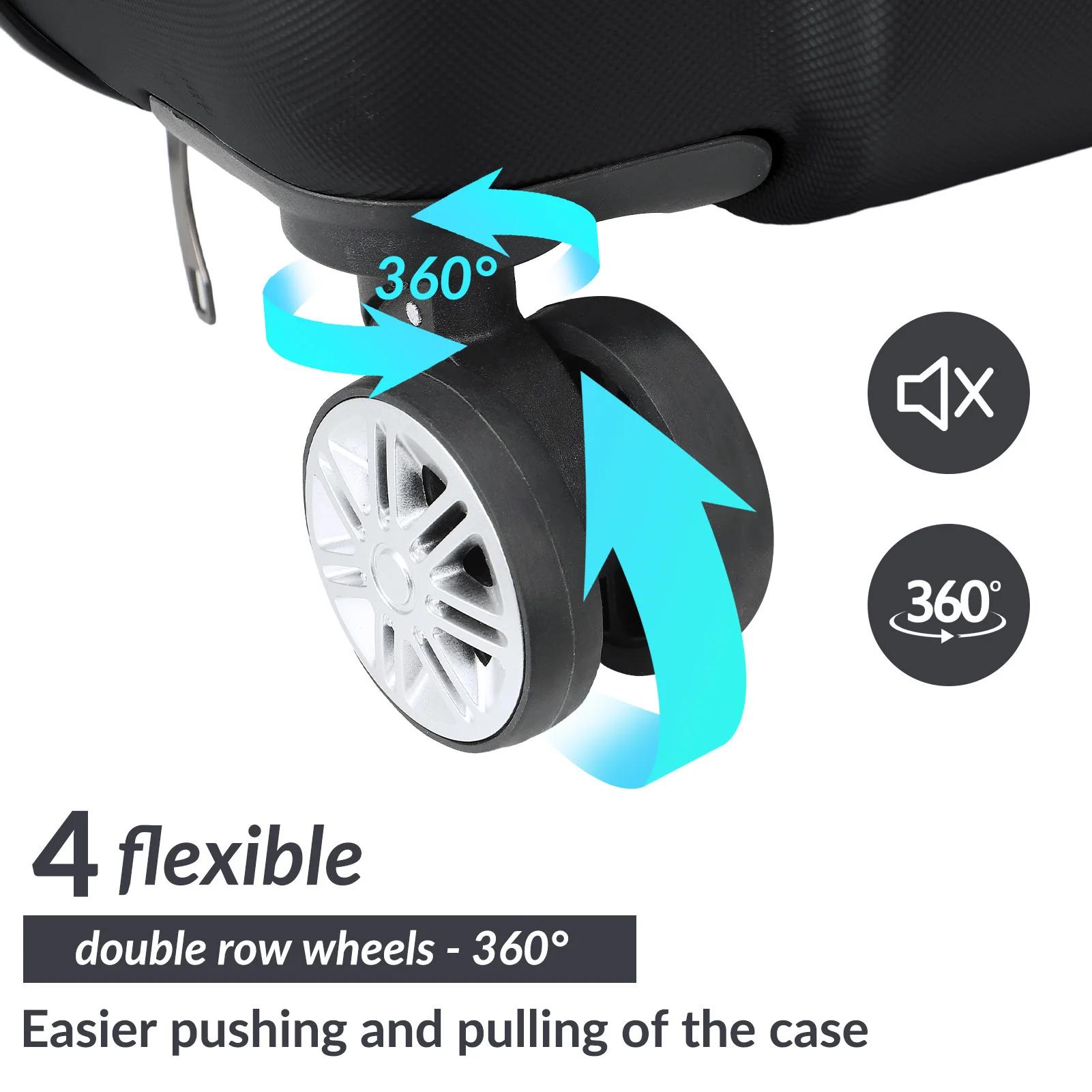 Set de valises 3 pièces, bagages cabine ABS rigide, roulettes 360°, serrure à code, trolley léger av