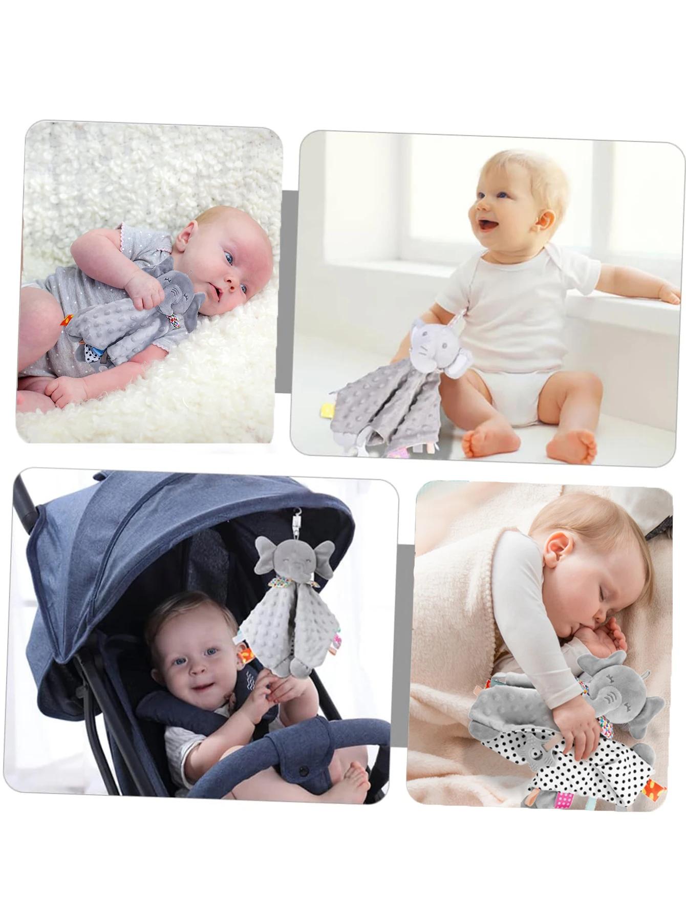 Couverture de couette en forme d'éléphant pour bébé, serviette douce pour apaiser, hochet pour bébé,