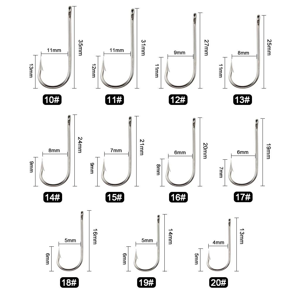 FTK rond Nickel grand hameçon de mer annelé 10 #-20 # 100 pièces/boîte hameçons de mer pliés de norv