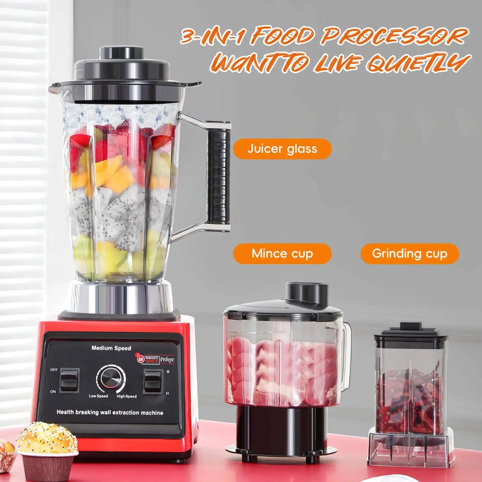  Blender Mixeur Professionnel 9500W, Presse-agrumes, Robot Culinaire 3L+1.5L+0.5L, Vitesse Variab