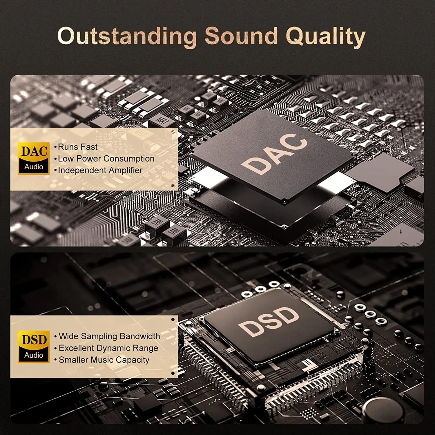 Lecteur MP3 HiFi 64 Go, DAC haute résolution avec ruban audio numérique haute résolution DSD, prend