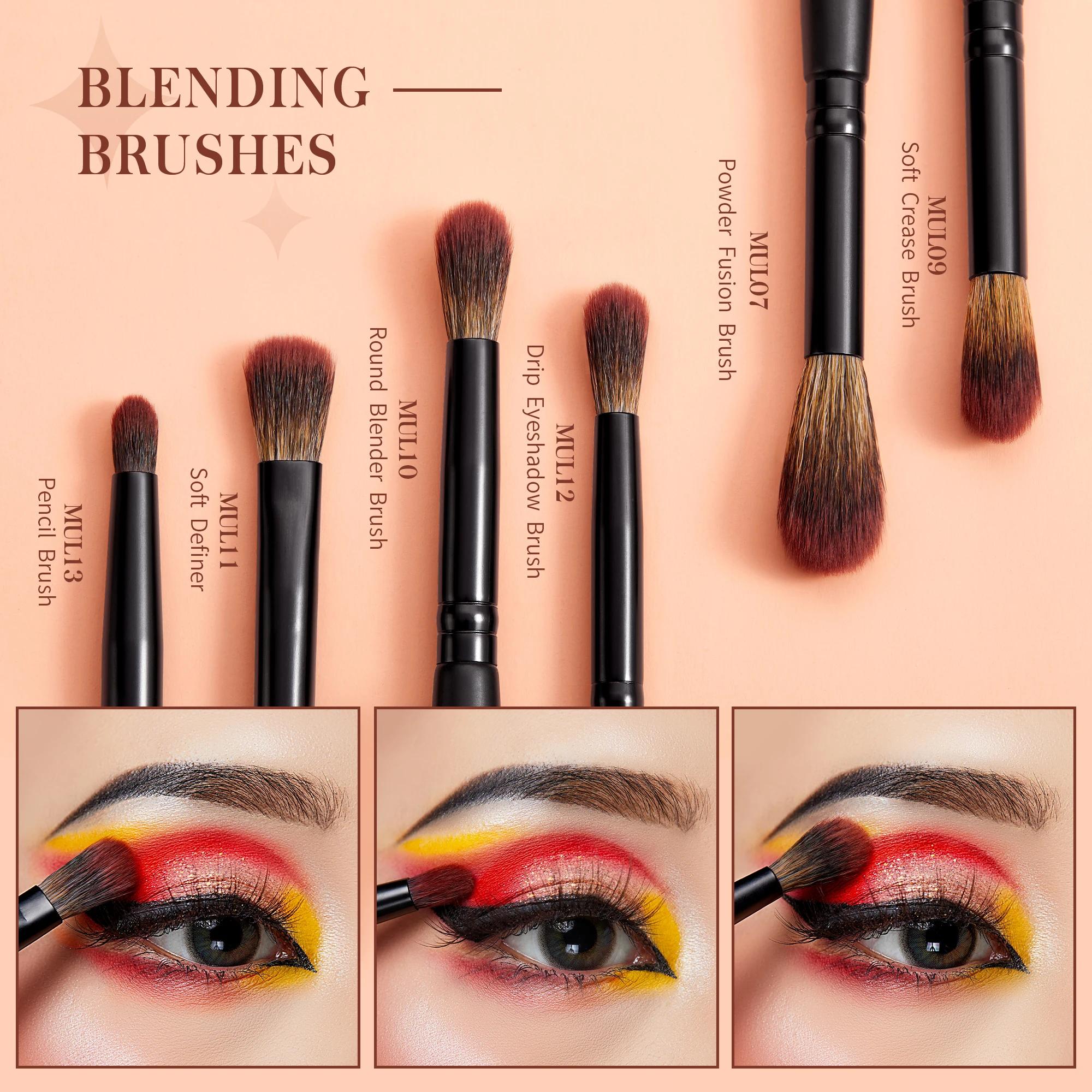 Jessup – ensemble de pinceaux pour les yeux, 16 pinceaux de maquillage, brosse à sourcils de précisi