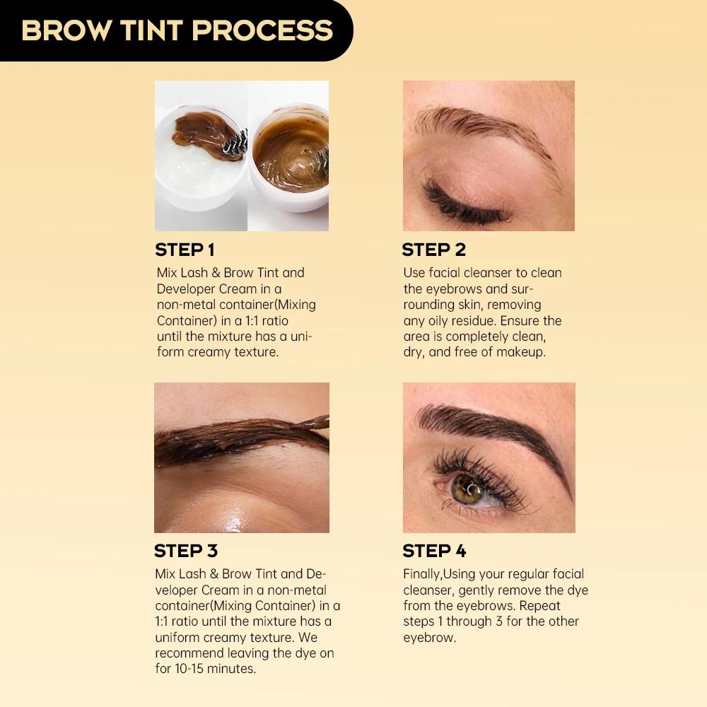 Gollee classique noir cils et sourcils colorant ensemble imperméable cils ascenseur teinte Kit rehau