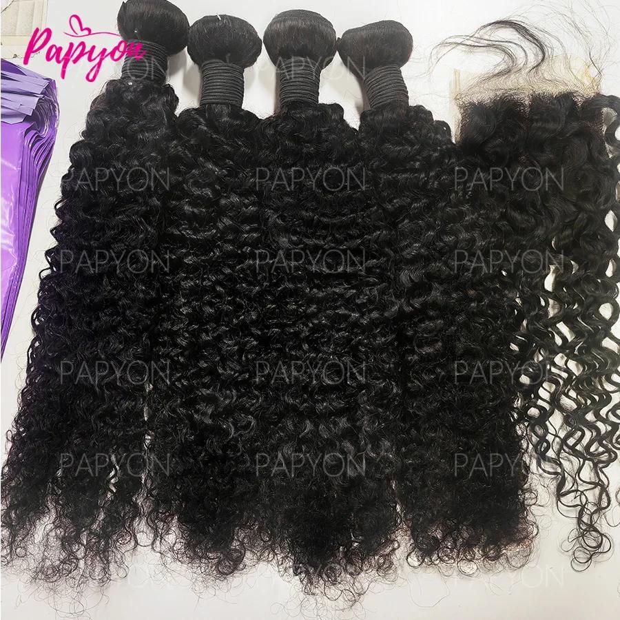 15A Paquets de cheveux bouclés birmans avec fermeture 4x4 paquets de vague profonde frontale cheveux