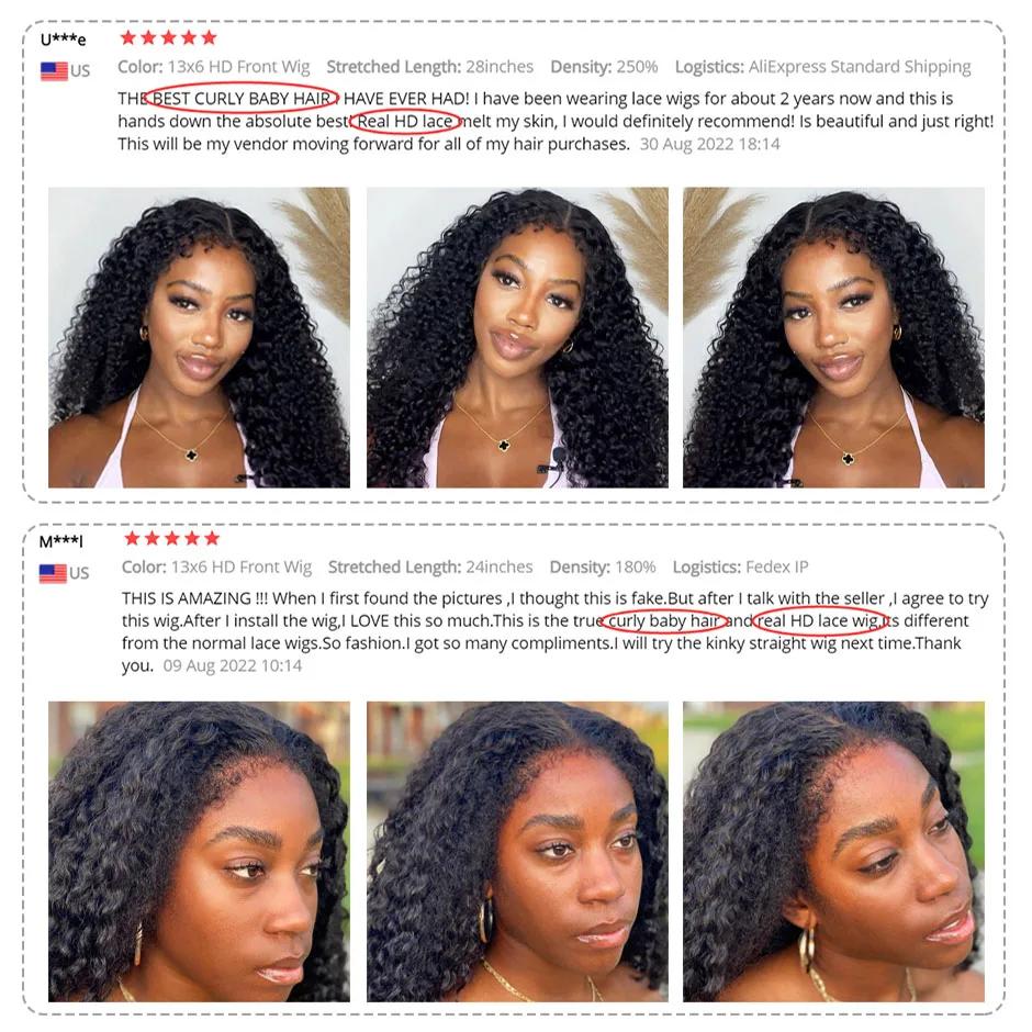 Perruque Lace Front Wig sans colle bouclée pour femme, cheveux naturels, Deep Wave, 13x6, 13x4, HD T