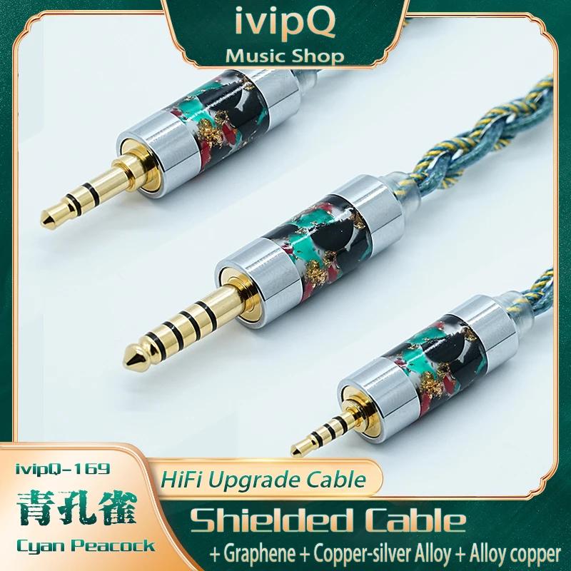 IvipQ-169 Cyan Peacock Litz HIFI écouteur mise à niveau câble blindage fil graphène cuivre argent al