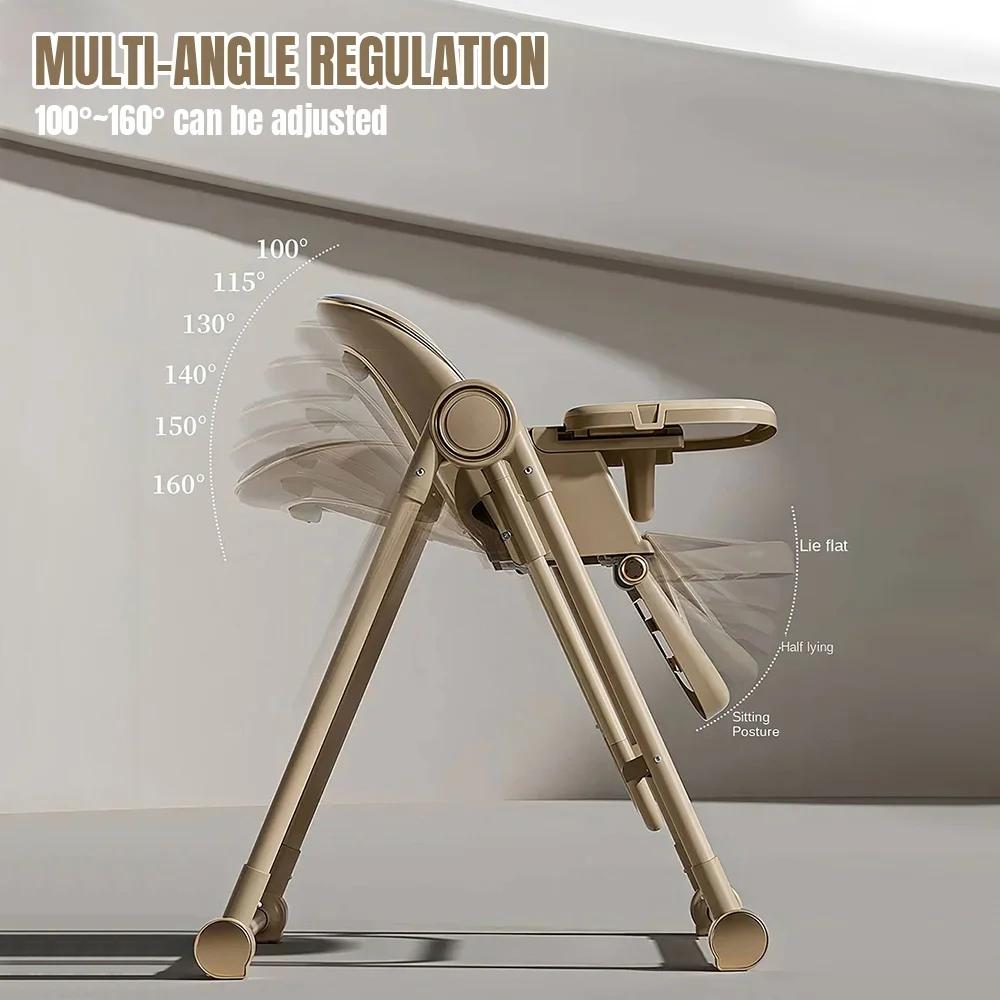 Chaise haute multifonction pour enfants, réglable, 2 en 1, roues lisses, pliable, chaise inclinable