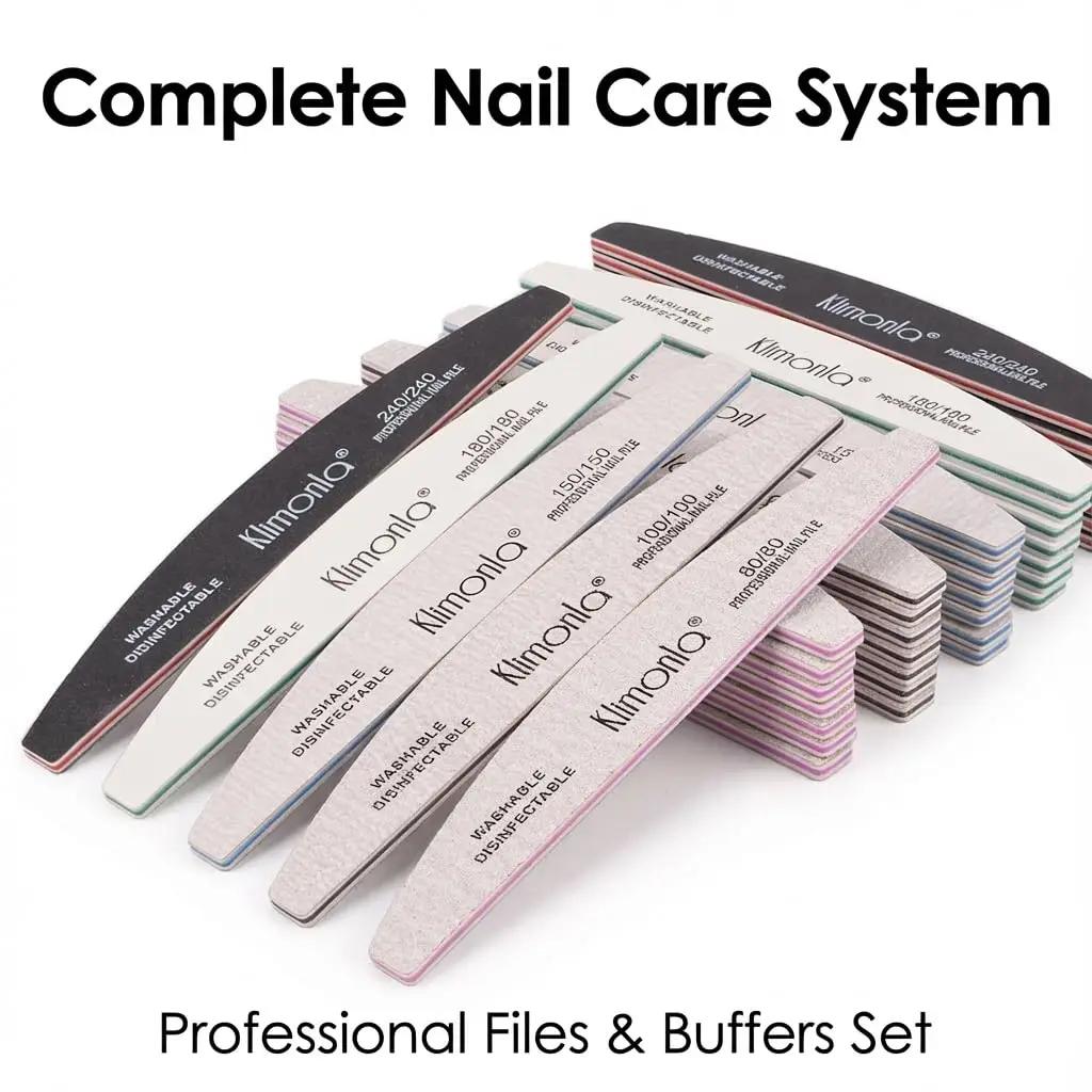 Limes à ongles professionnelles 100 180 EVA, papier de verre épais pour Salon de manucure, ensemble