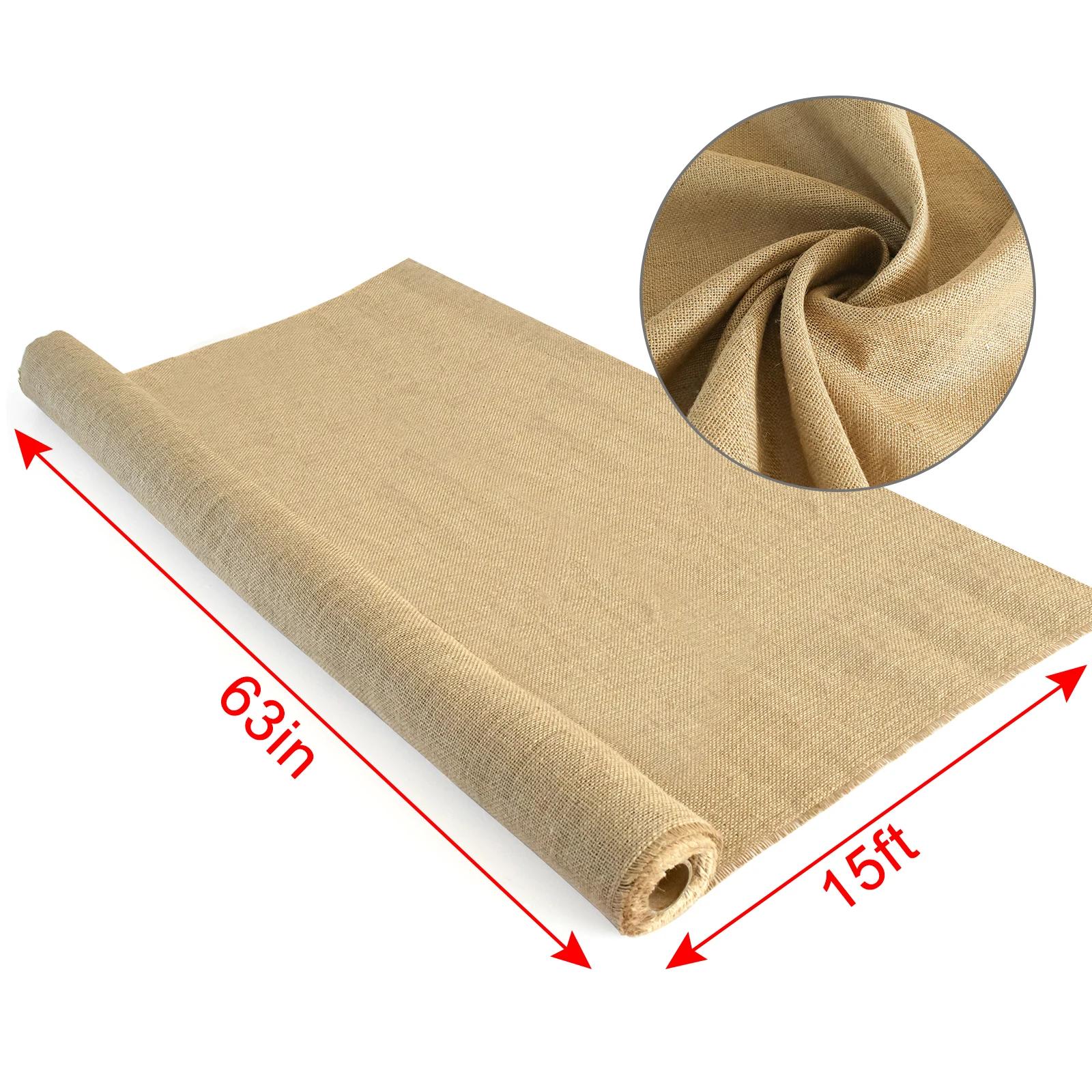 63 po. Rouleau de toile de jute pour jardinage, tissu naturel pour barrière contre les mauvaises her