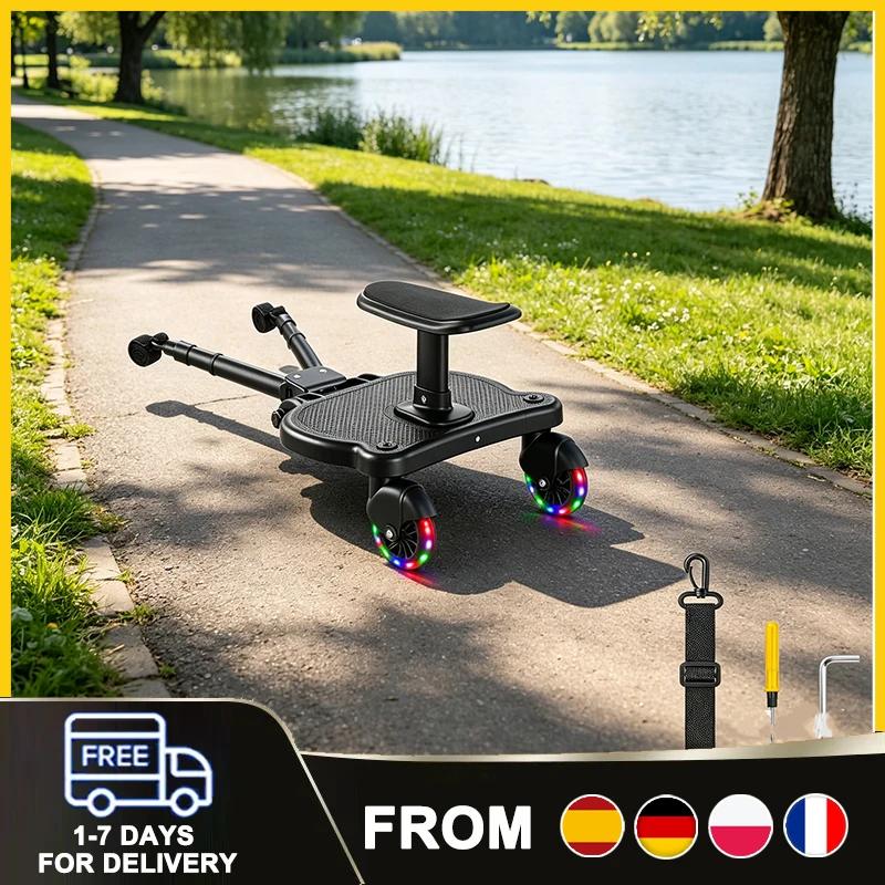 Universal Stroller Board Standing with Detachable Seat Pedal & 360 ° Wheel Kids Ride Board Load 25kg