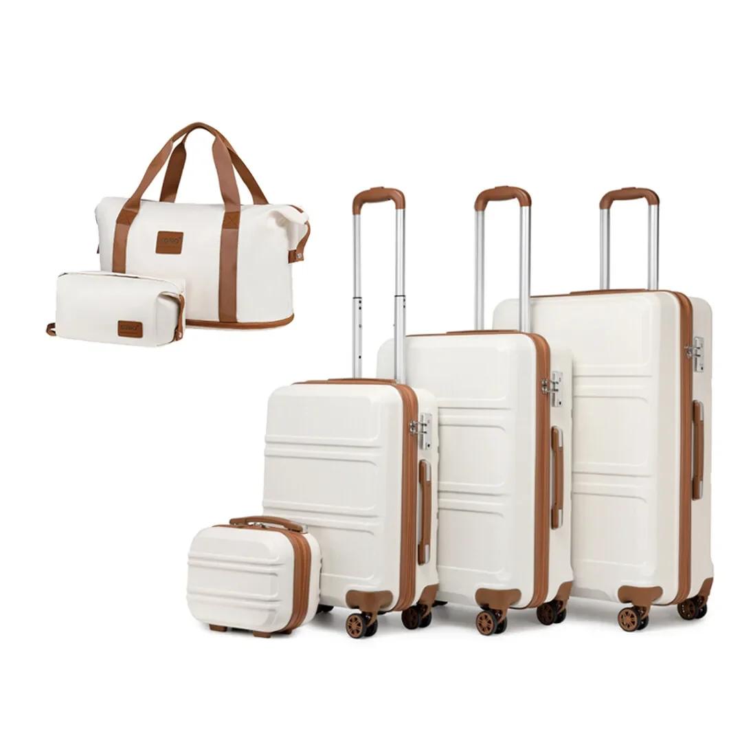 Valise trolley KONO ABS + PC 4 roues jumelles avec serrure TSA (2/4/6 pièces) – Coque rigide légère
