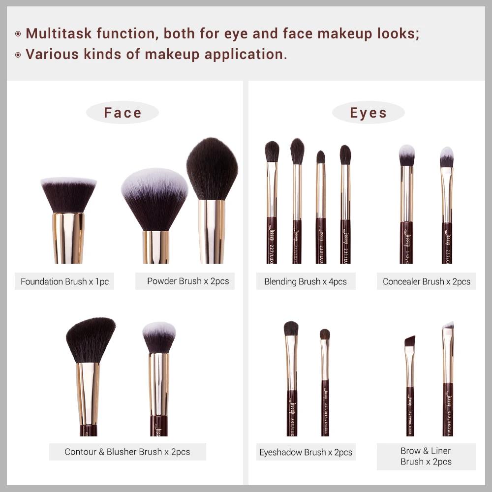 Essup – akeup rofessionnelle, 15 pièces, rush, owder, yesshadow, oner, lustré, prêt, infandel/olden