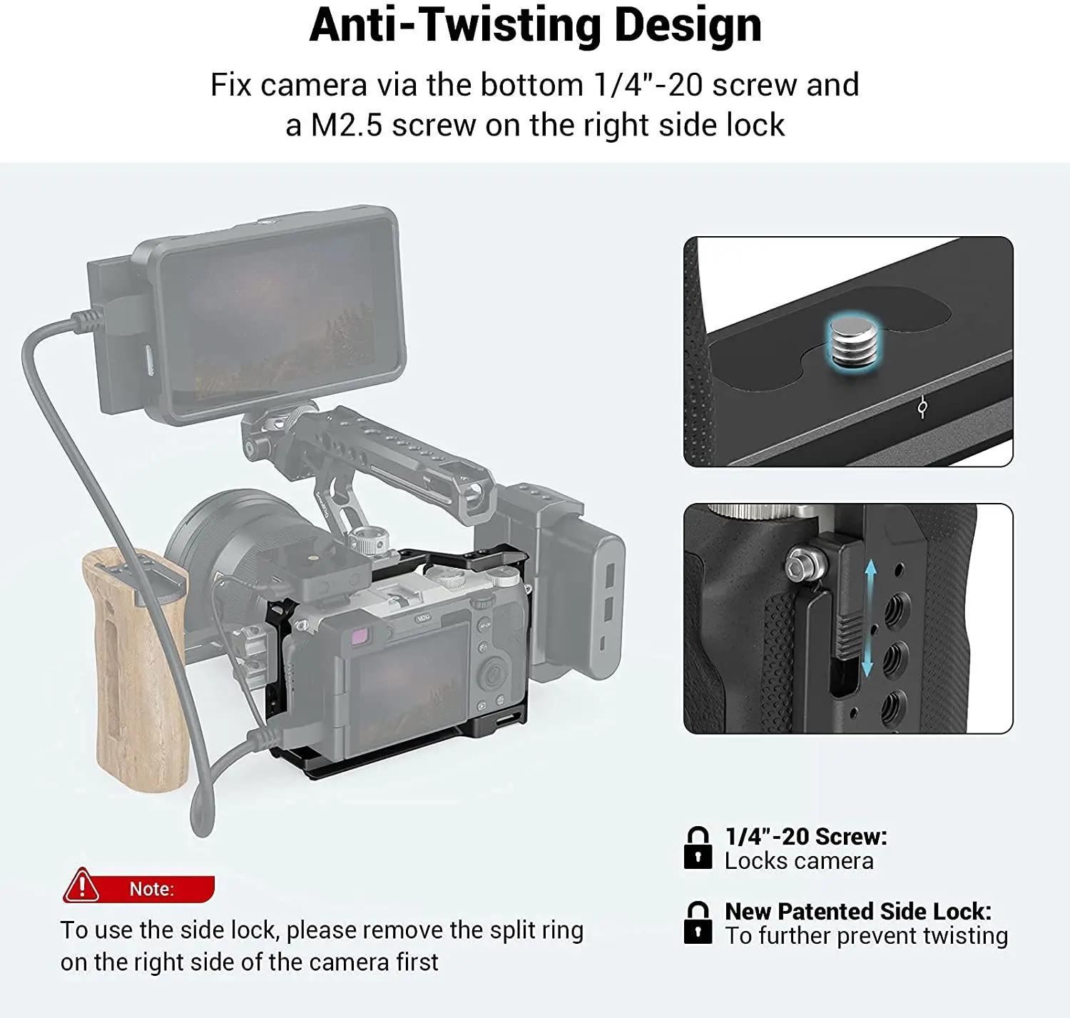 SmallRig Cage complète avec poignée latérale en Silicone pour Sony A7C avec trous de localisation po