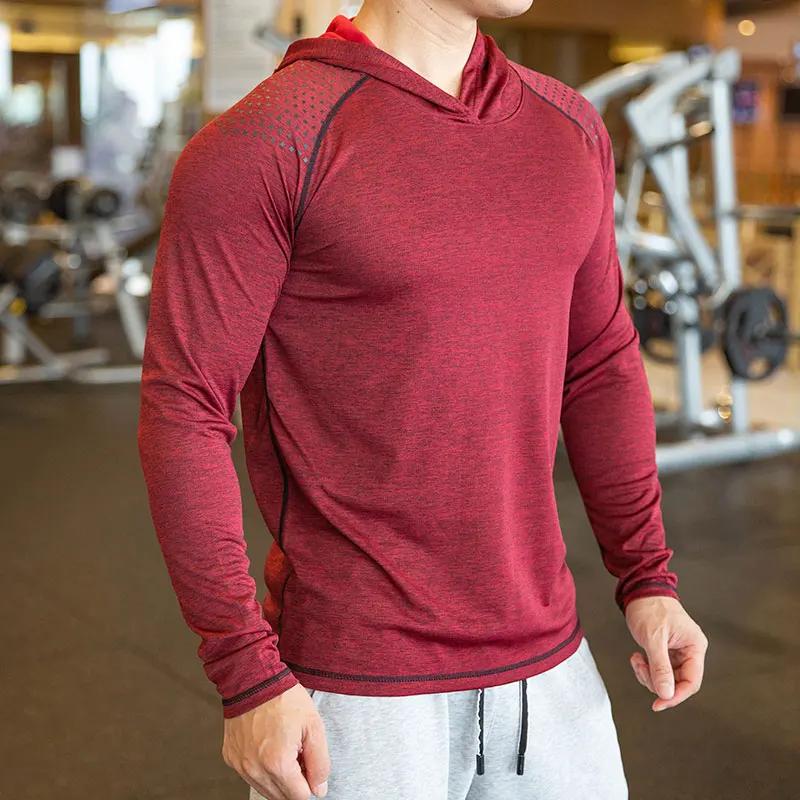 T-shirt à manches longues pour hommes, séchage rapide, décontracté, mince, élastique, sport, fitness